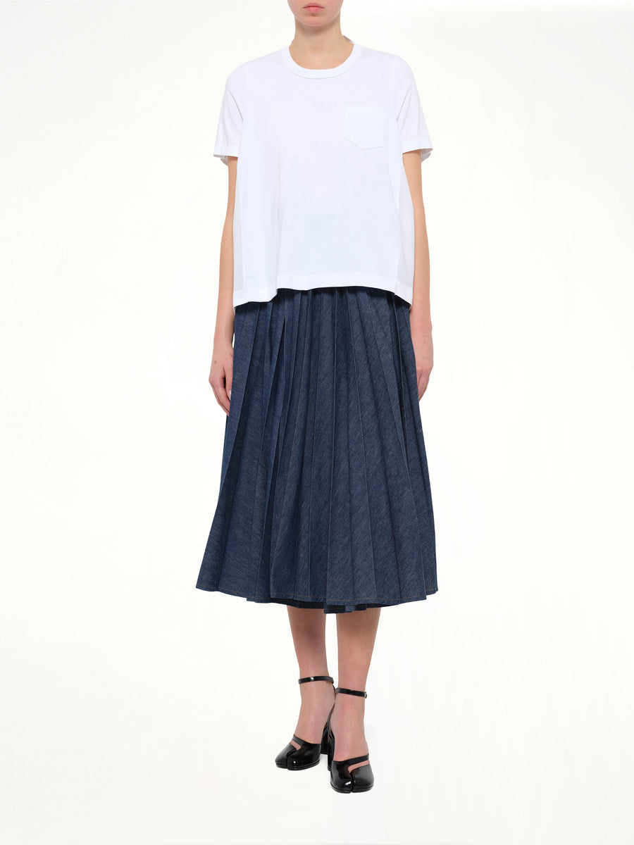 Cotton Poplin x Cotton Jersey T-Shirt in White