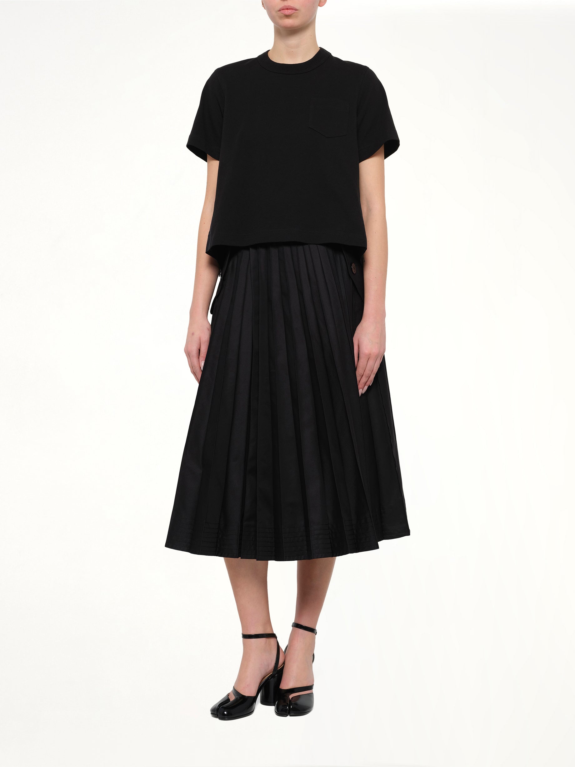 Denim x Cotton Jersey T-Shirt in Black