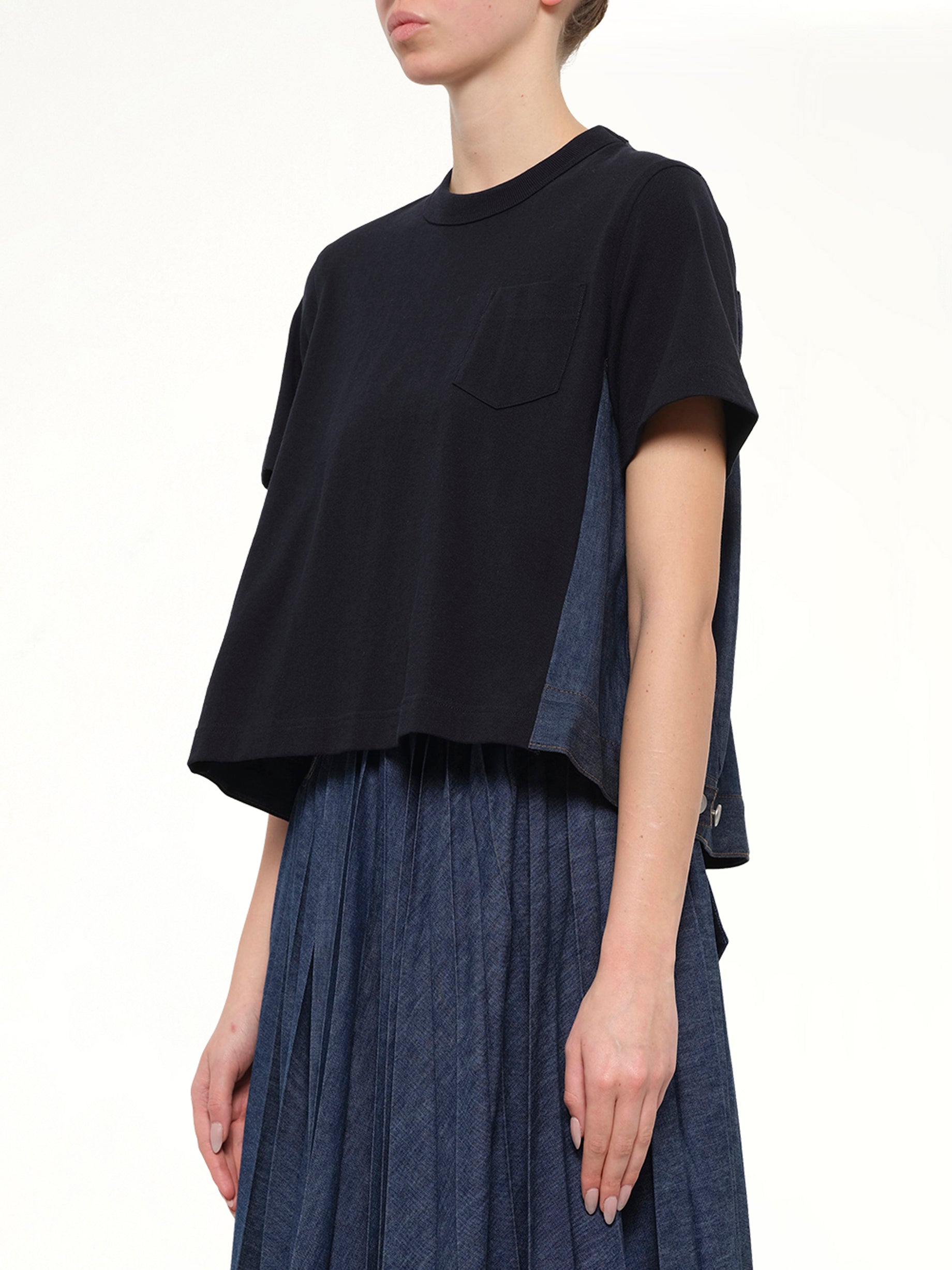 Denim x Cotton Jersey T-Shirt in Navy/Blue