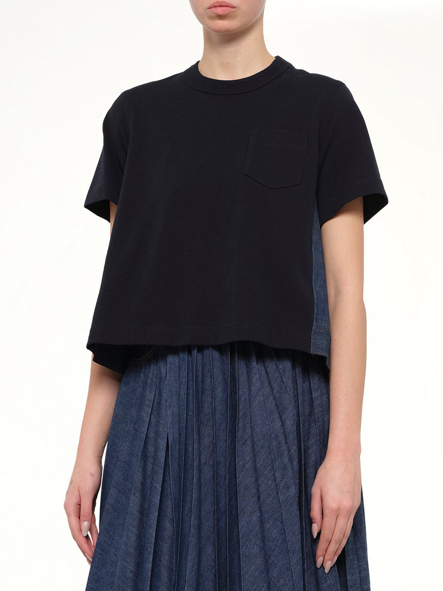Denim x Cotton Jersey T-Shirt in Navy/Blue