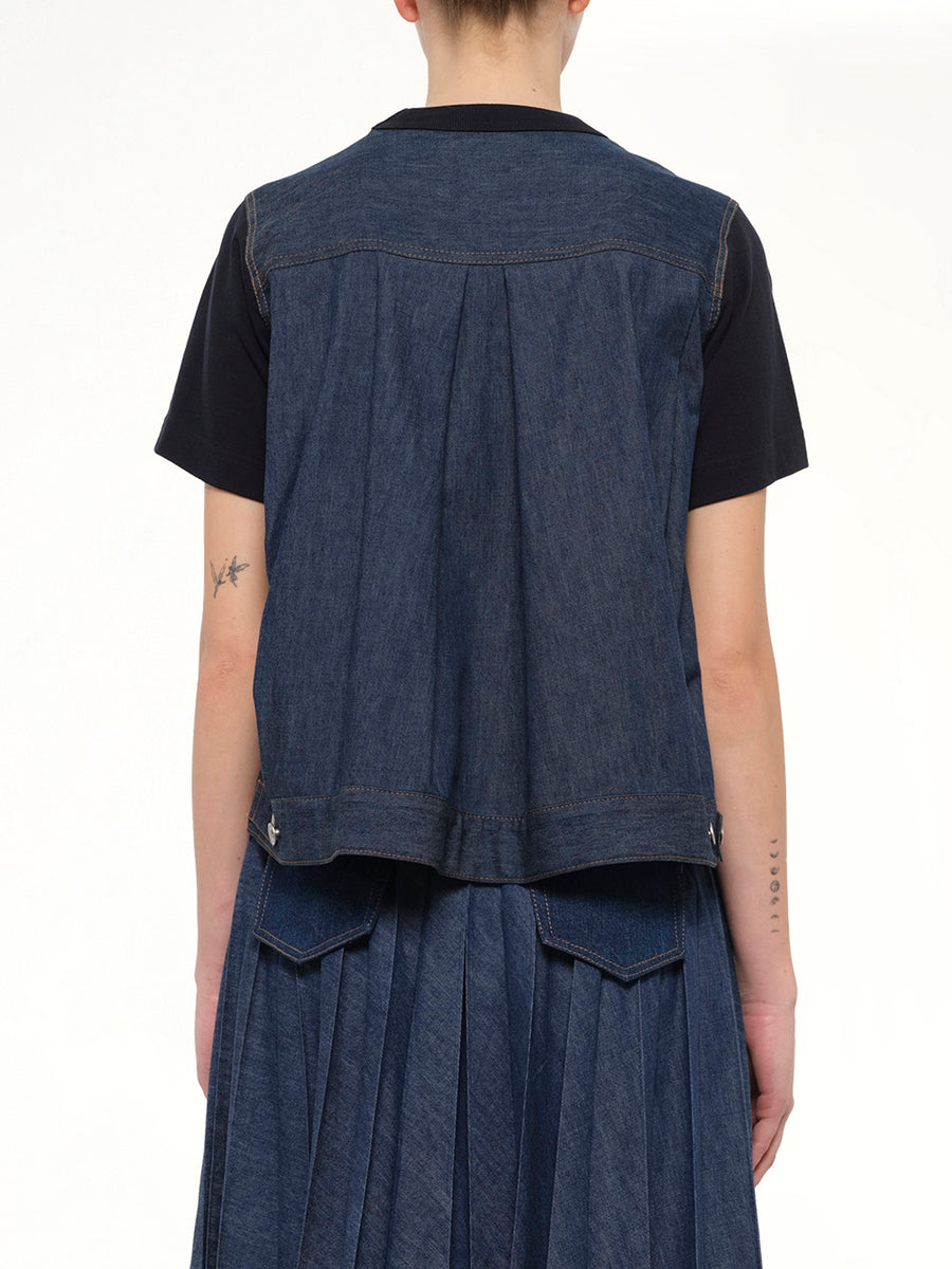 Denim x Cotton Jersey T-Shirt in Navy/Blue