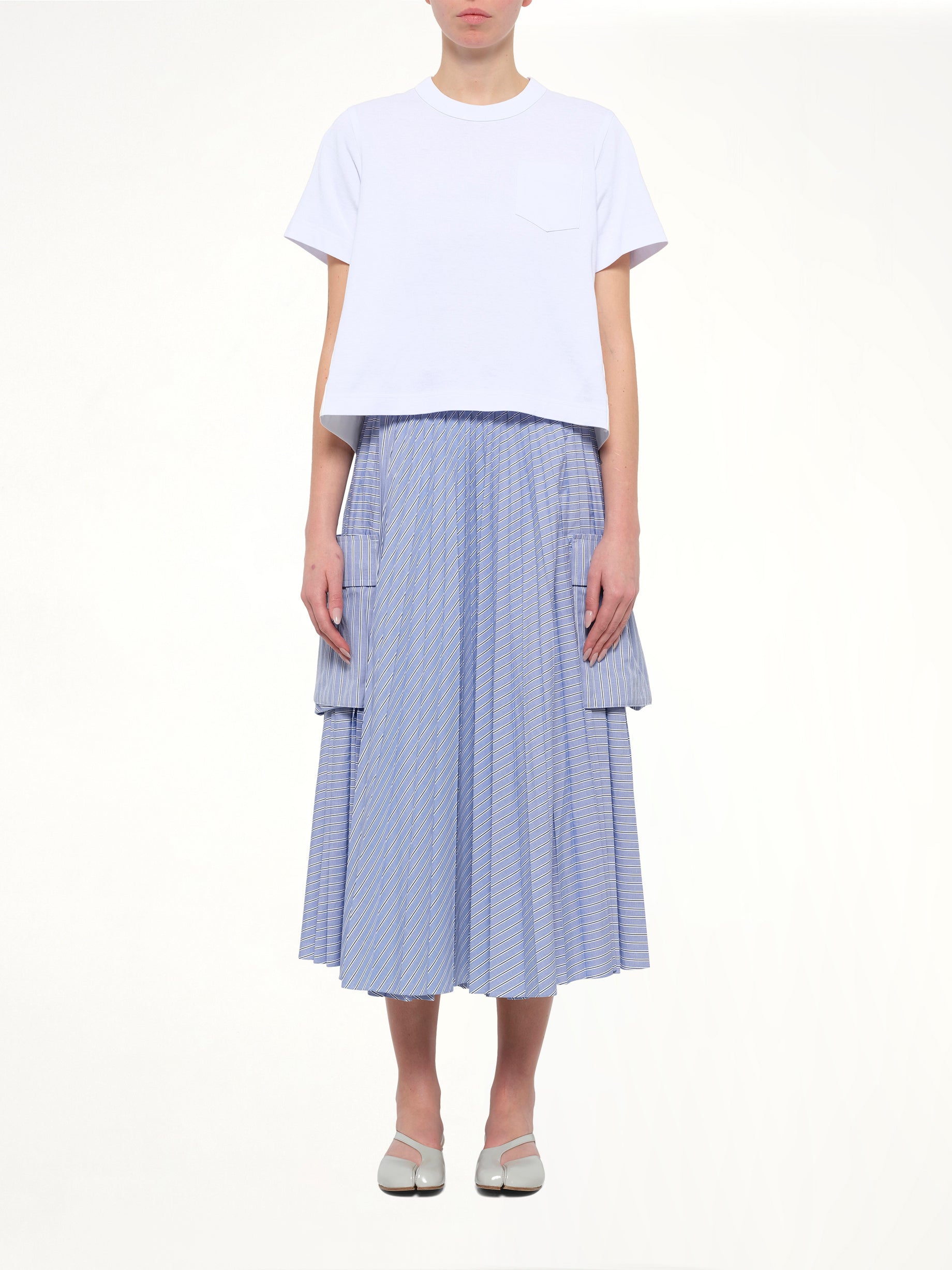 Denim x Cotton Jersey T-Shirt in White/Off White