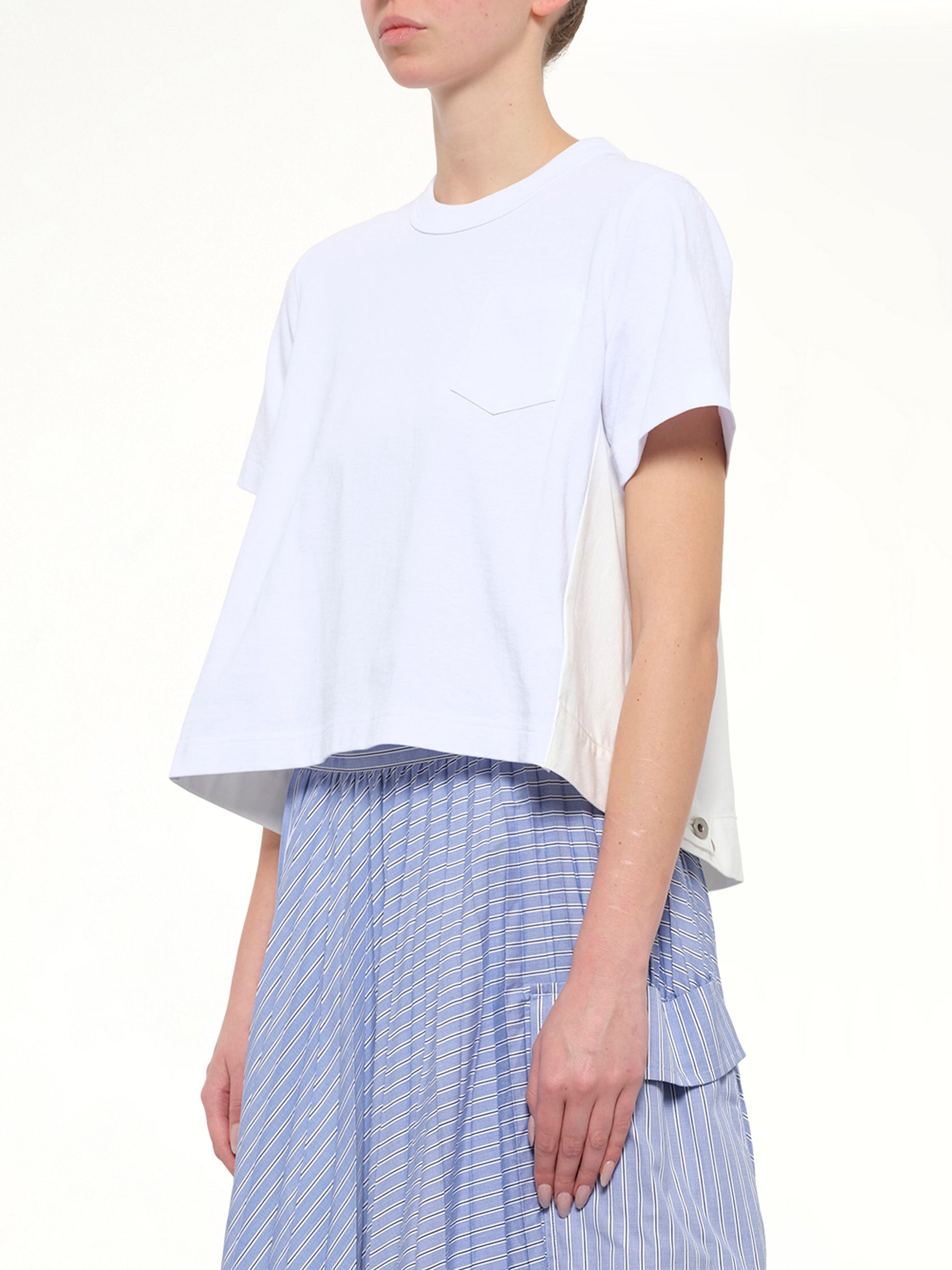 Denim x Cotton Jersey T-Shirt in White/Off White