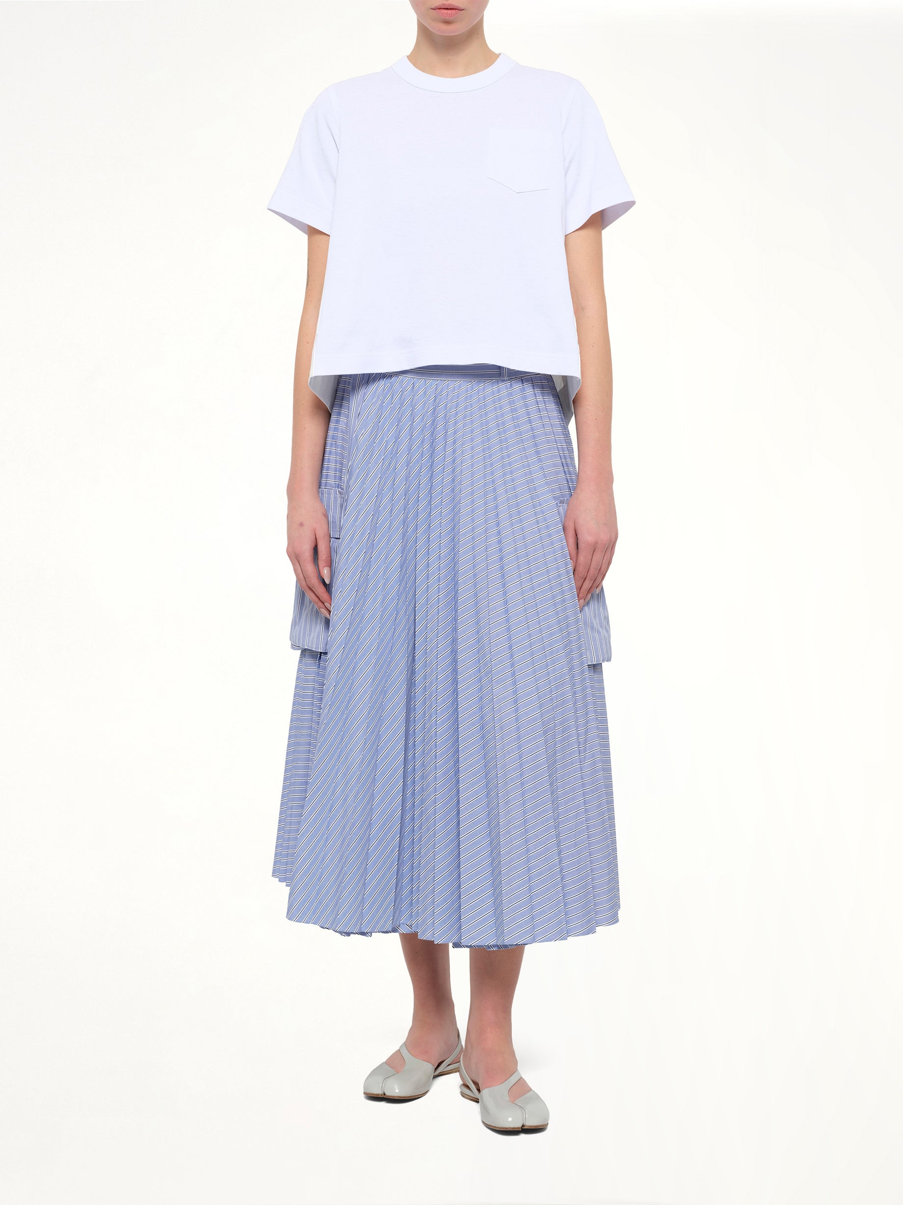 Denim x Cotton Jersey T-Shirt in White/Off White