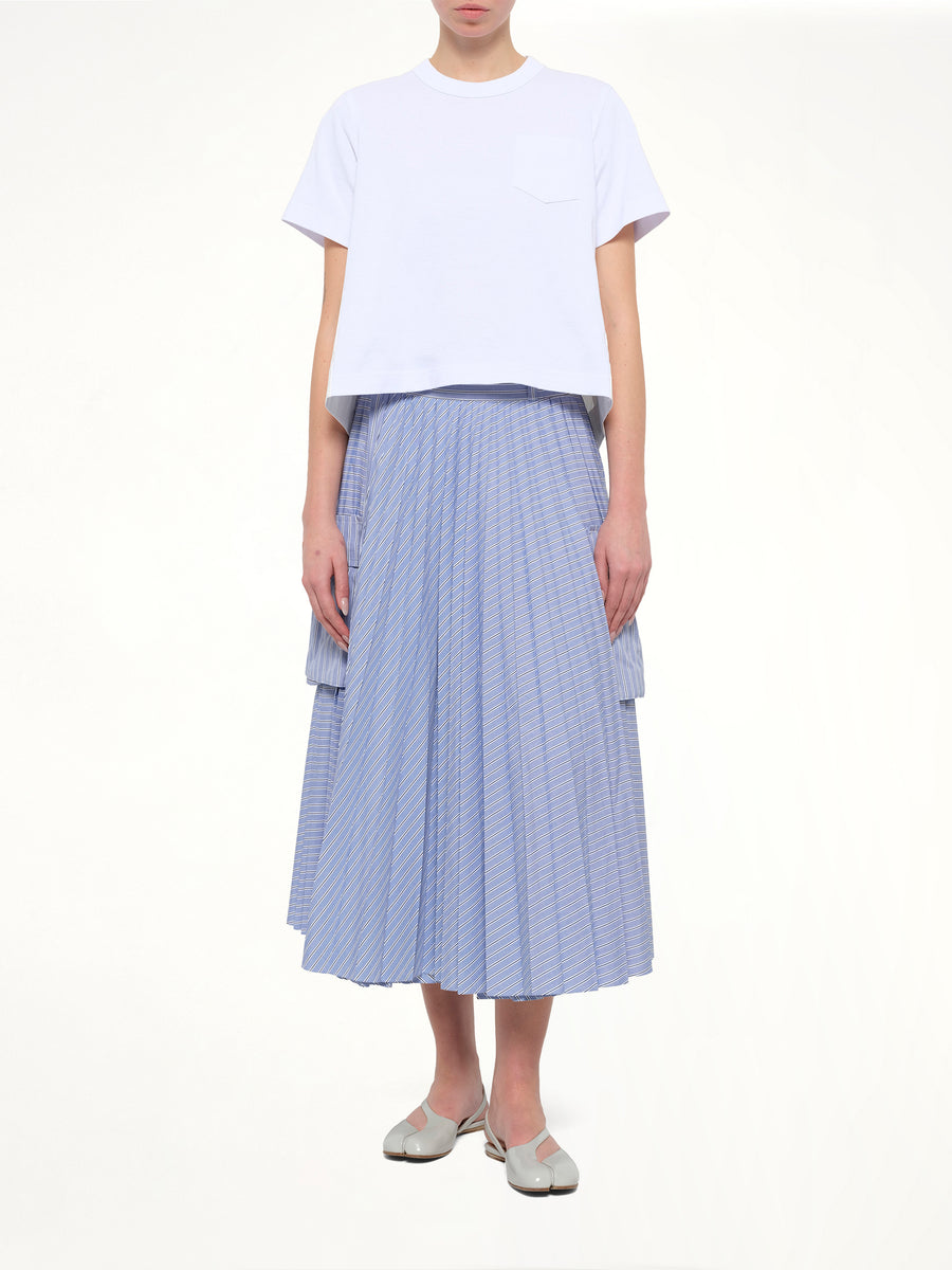Denim x Cotton Jersey T-Shirt in White/Off White