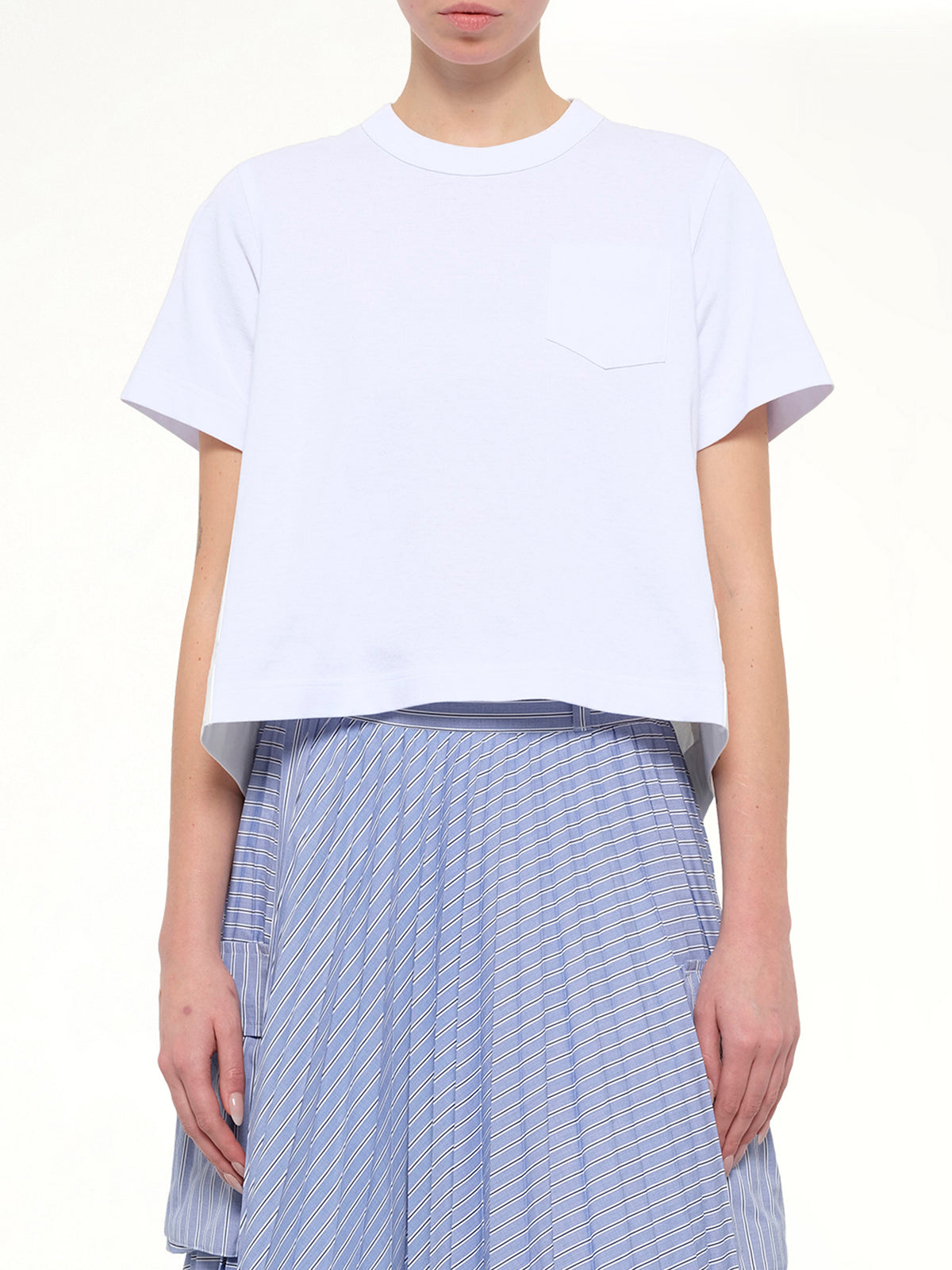 Denim x Cotton Jersey T-Shirt in White/Off White