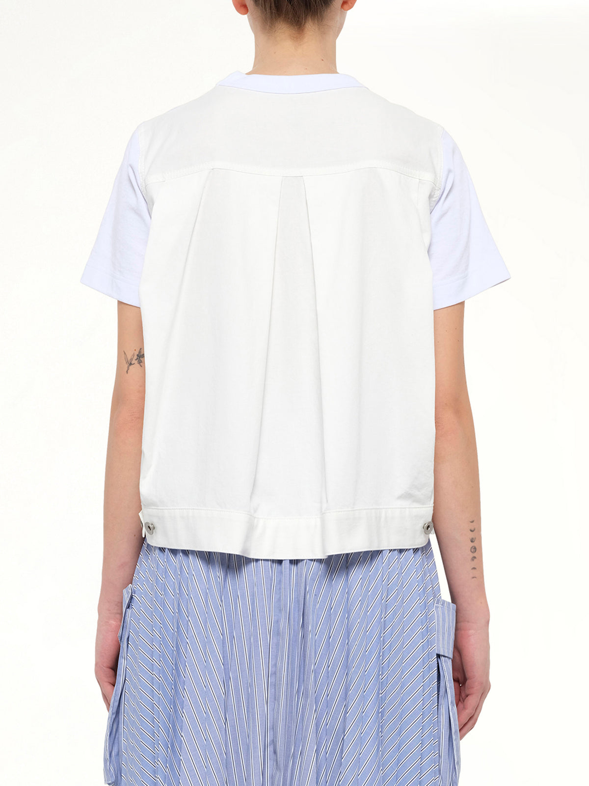 Denim x Cotton Jersey T-Shirt in White/Off White