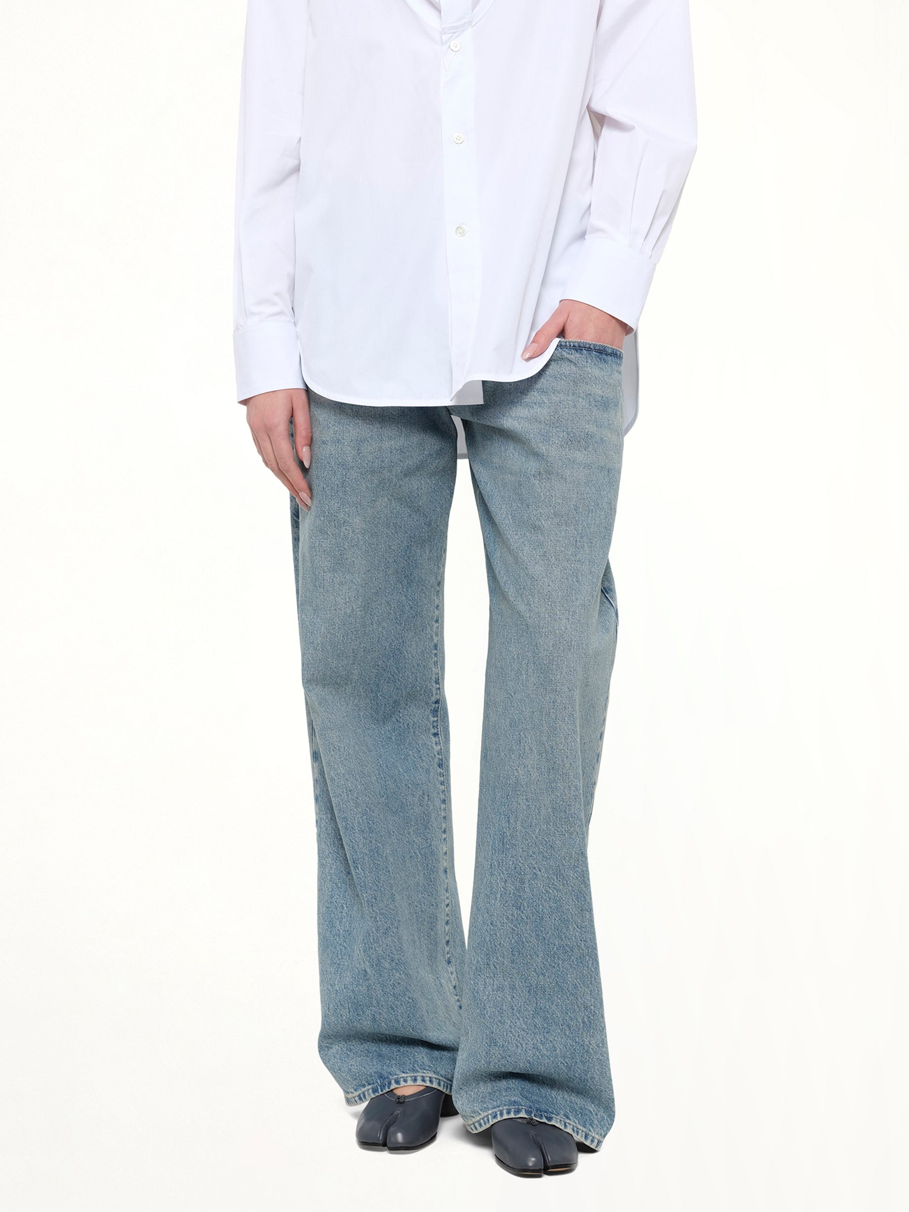 Exposed 5 Pocket Denim Jeans in Ice Blue