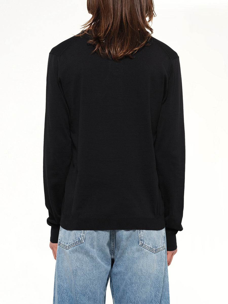 V-Neck Knit Sweater in Black