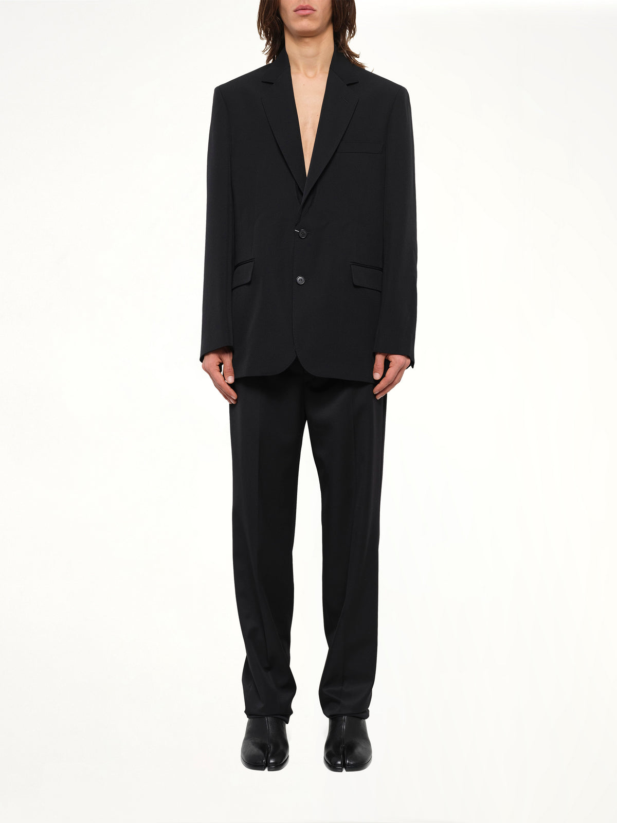 Foldable Collar Blazer in Black