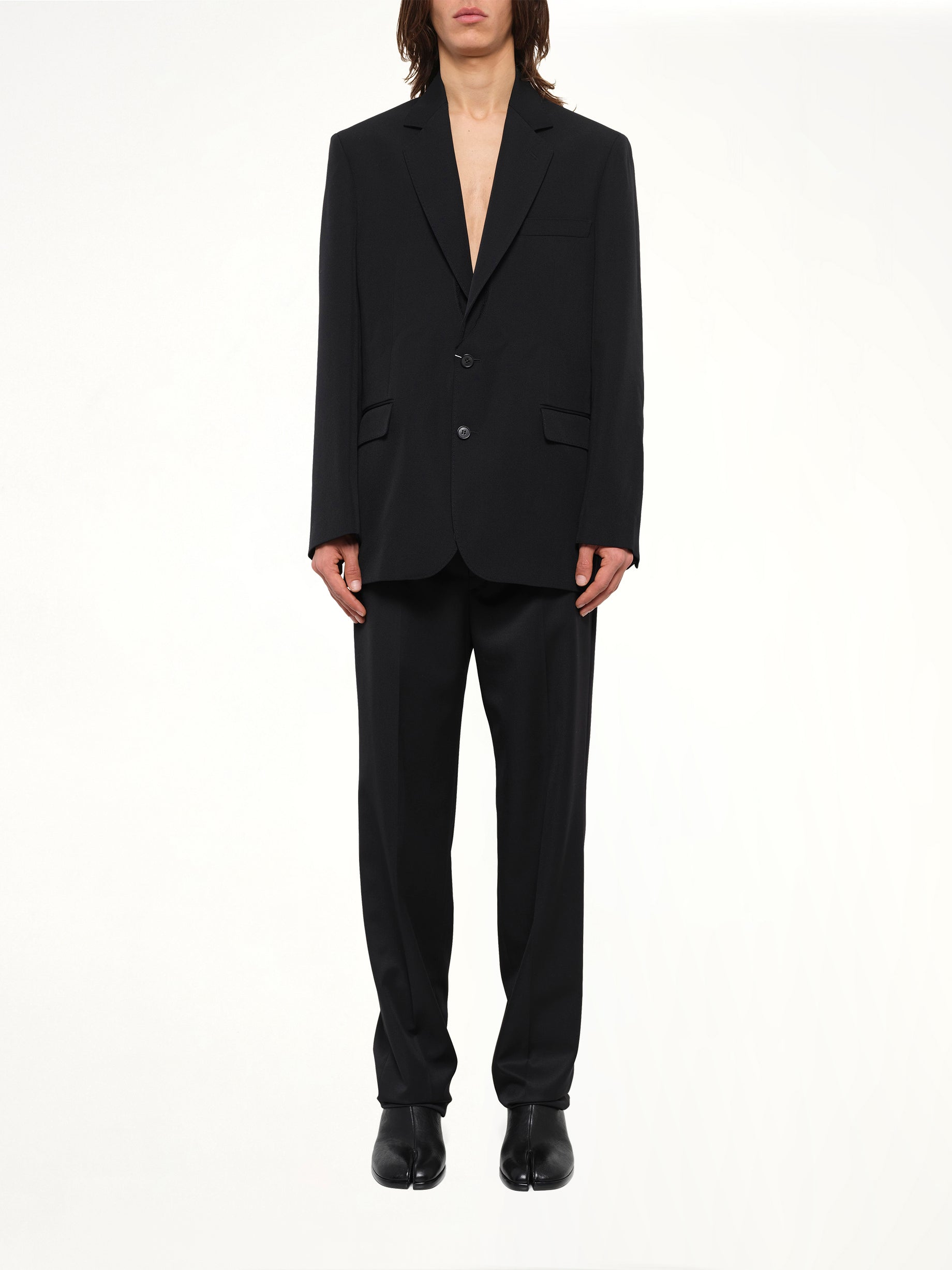 Foldable Collar Blazer in Black