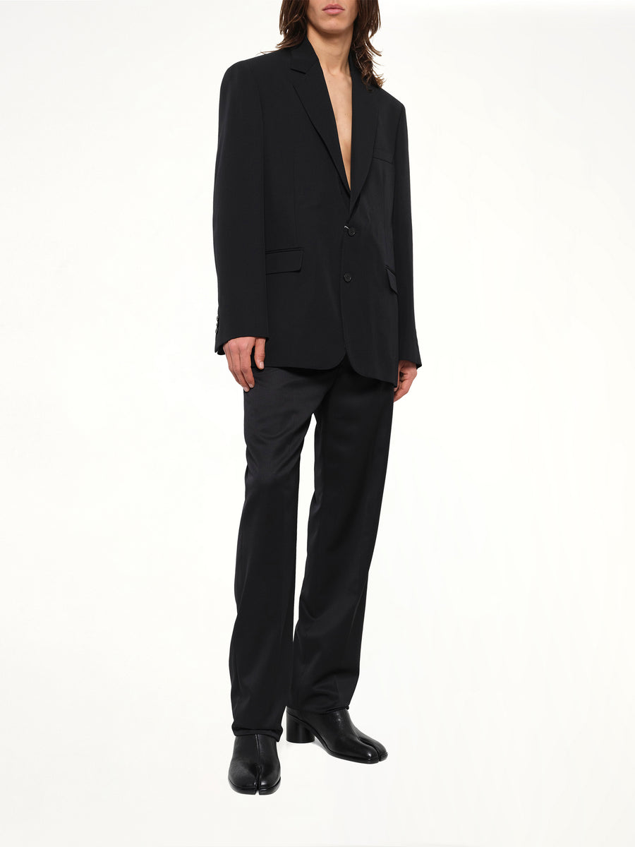 Foldable Collar Blazer in Black