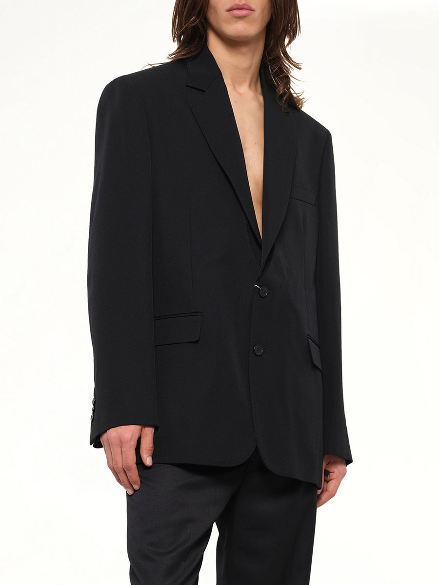 Foldable Collar Blazer in Black