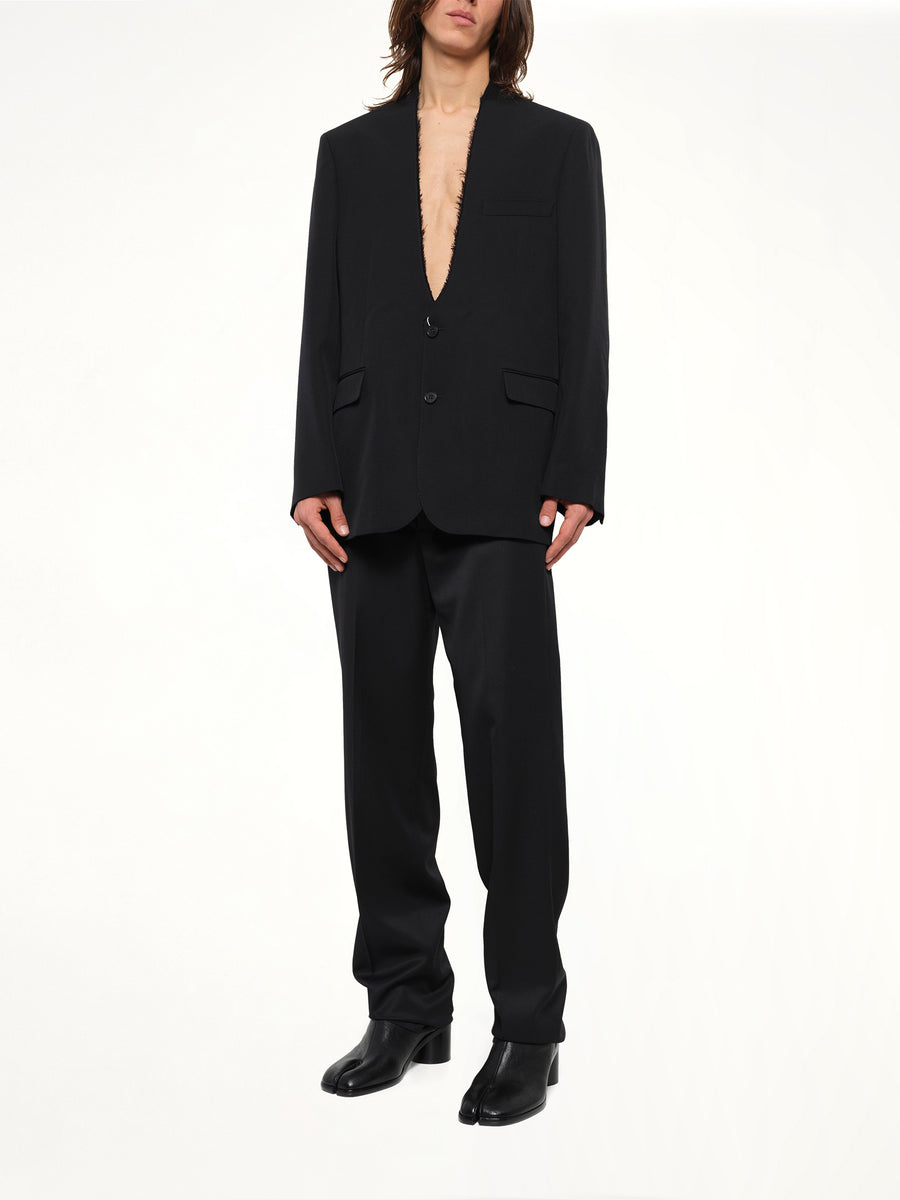 Foldable Collar Blazer in Black