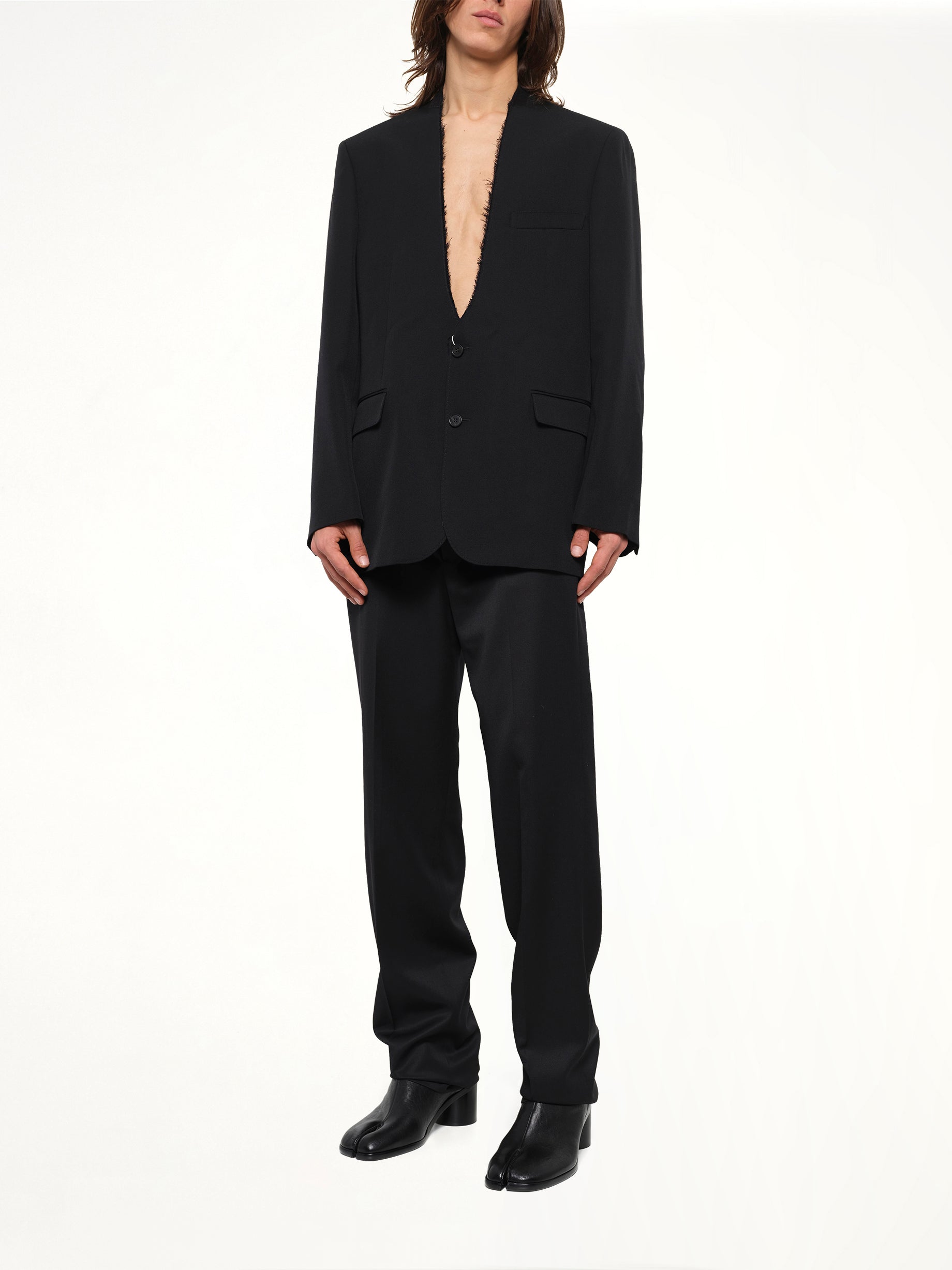 Foldable Collar Blazer in Black