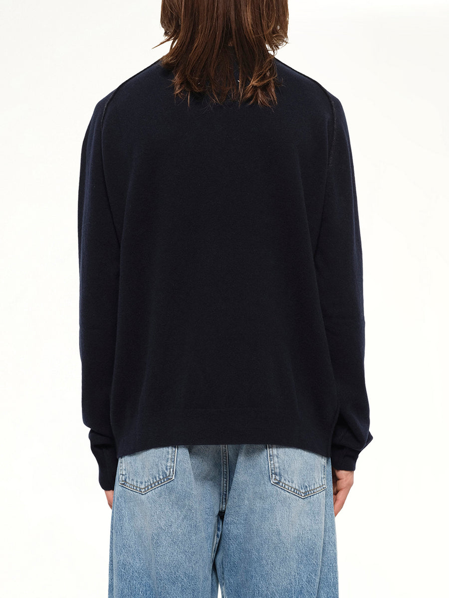 Lambswool Sweater in Navy/Dark Grey