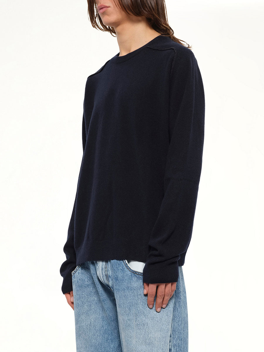Lambswool Sweater in Navy/Dark Grey