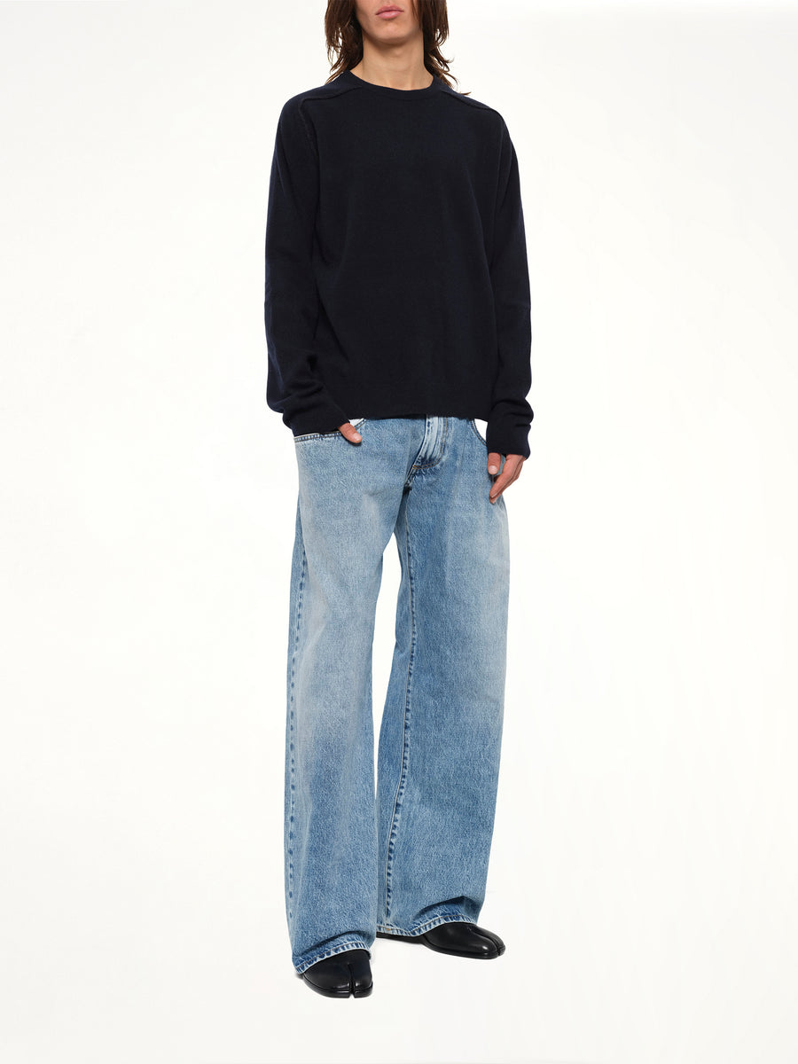 Lambswool Sweater in Navy/Dark Grey