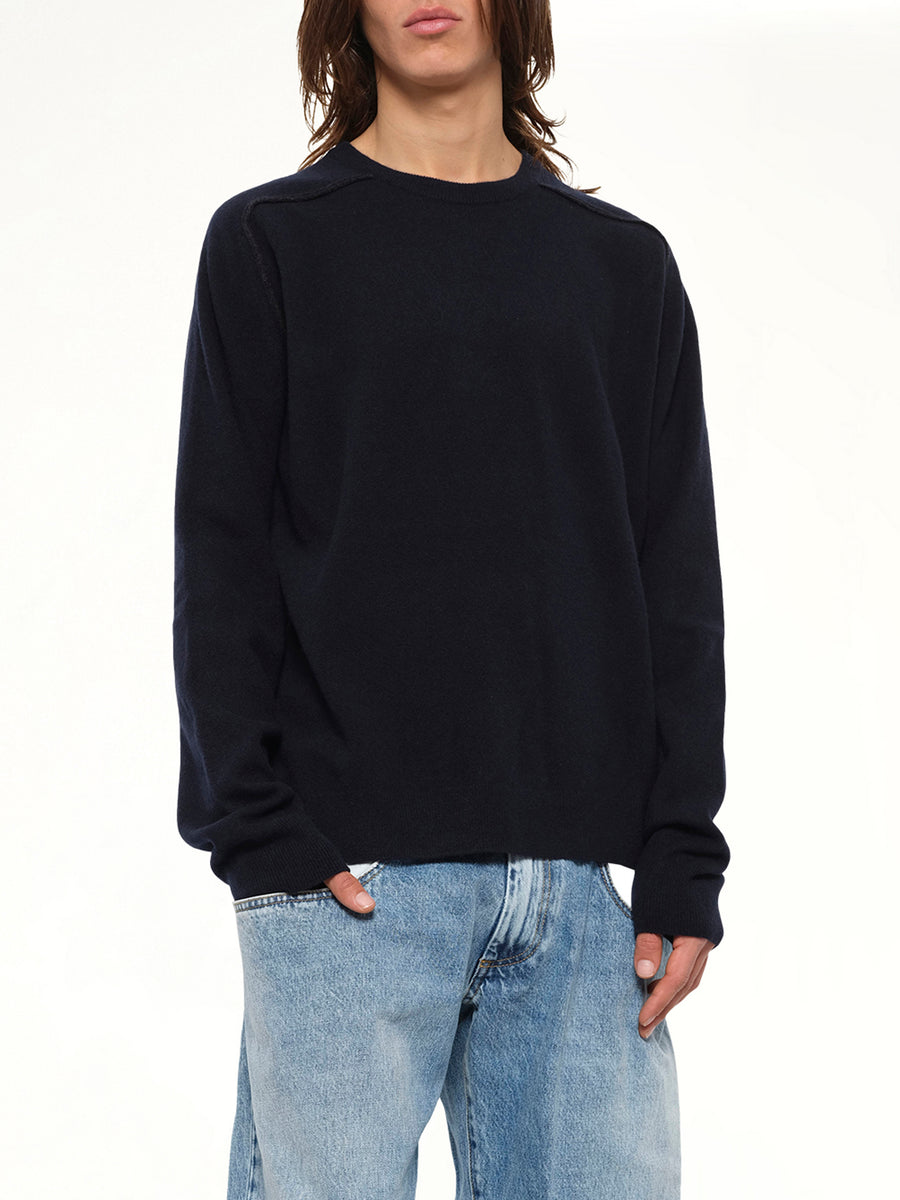 Lambswool Sweater in Navy/Dark Grey