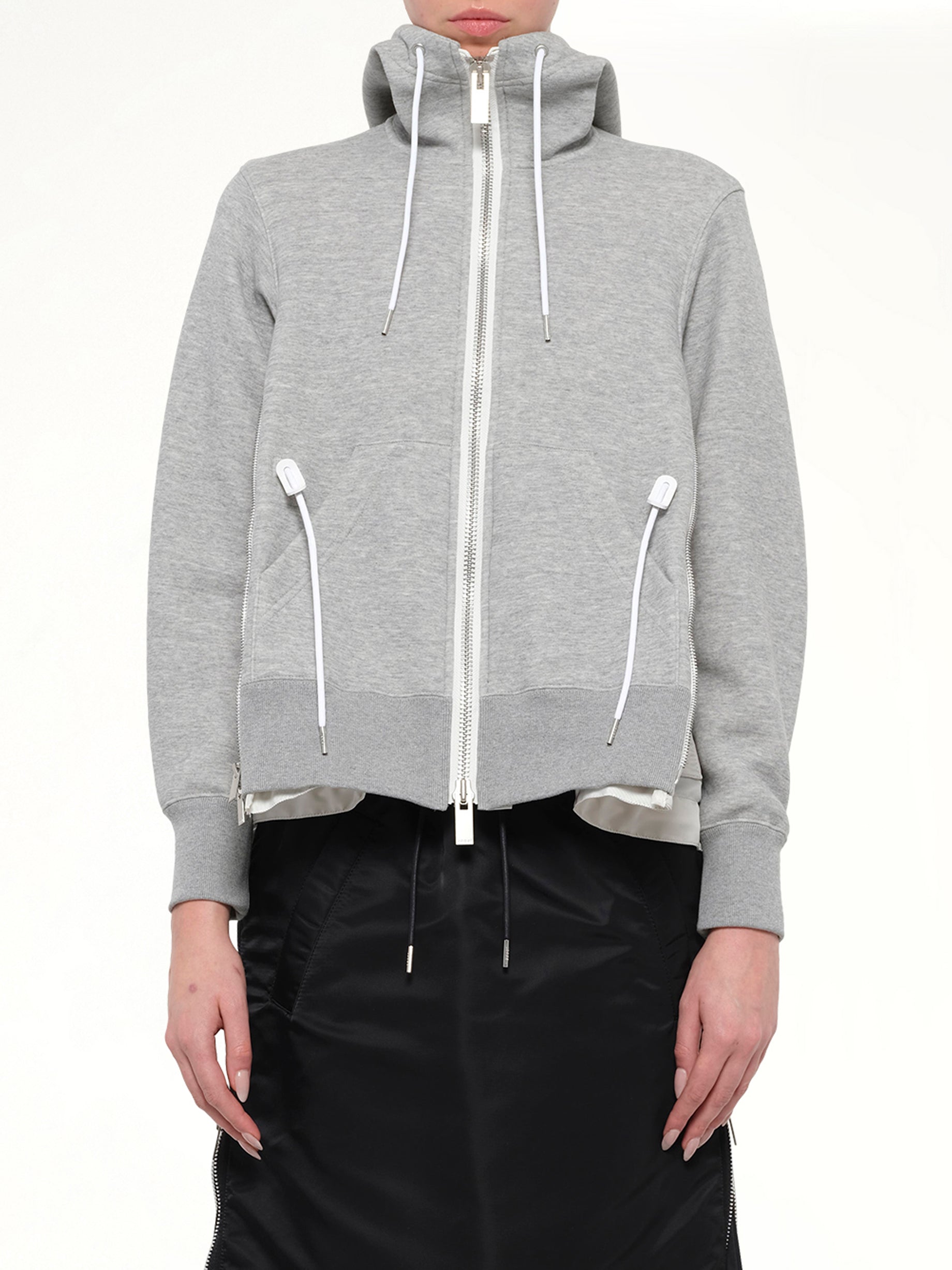 Sponge Sweat x Nylon Twill Hoodie in Light Gray