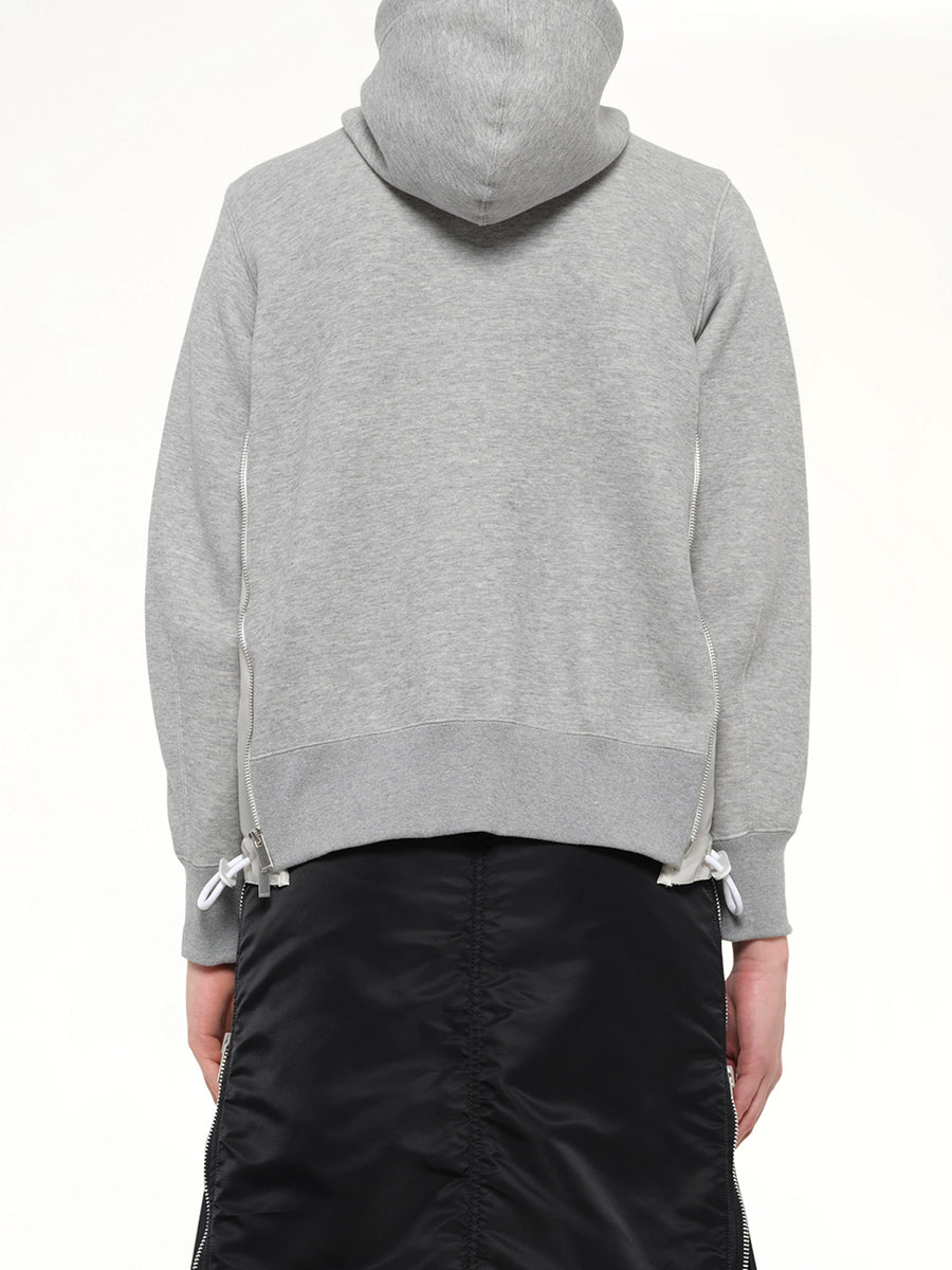 Sponge Sweat x Nylon Twill Hoodie in Light Gray