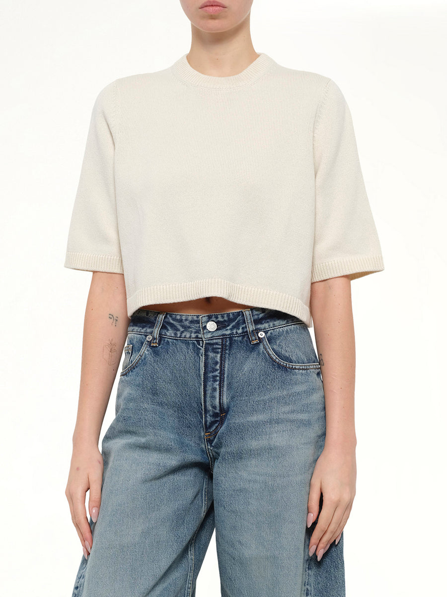 Light Cashmere Highneck Jumper in Natural White
