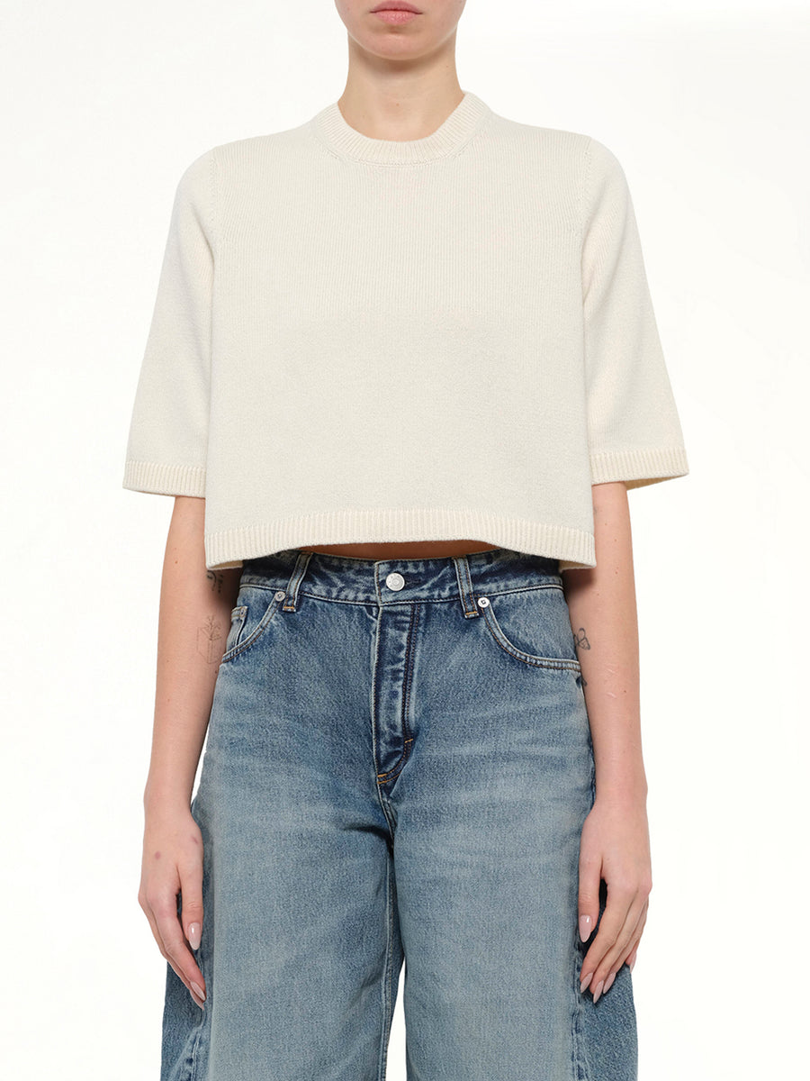 Light Cashmere Highneck Jumper in Natural White