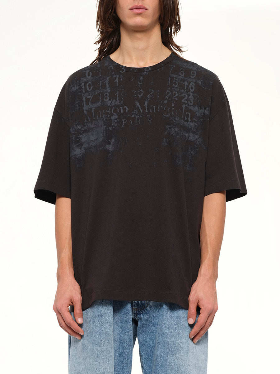 Memory of Logo Oversized T-Shirt in Washed Black