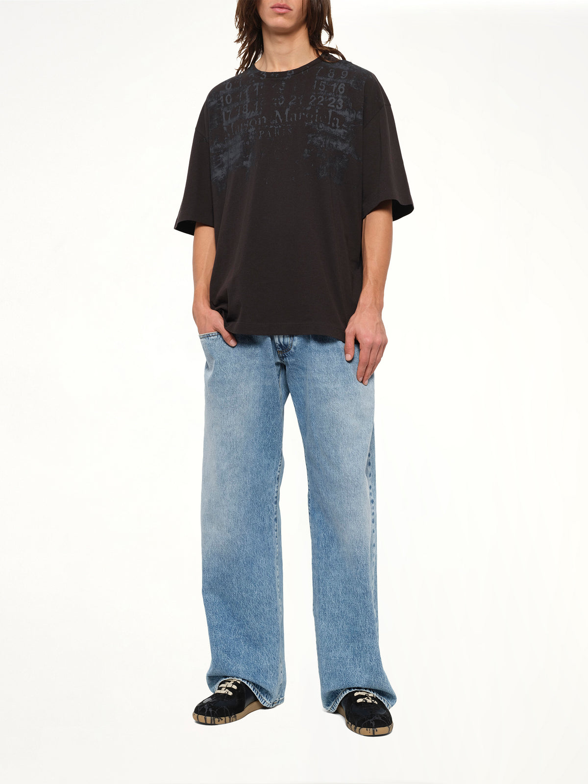 Memory of Logo Oversized T-Shirt in Washed Black