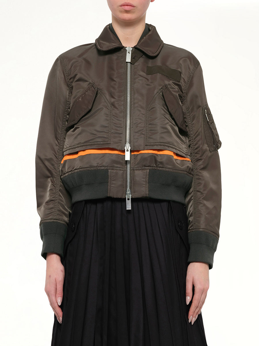Nylon Twill Blouson in Dark Khaki
