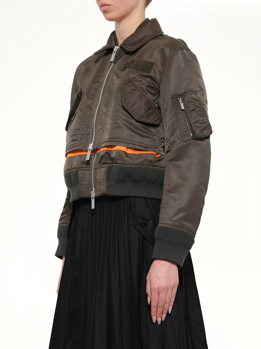 Nylon Twill Blouson in Dark Khaki