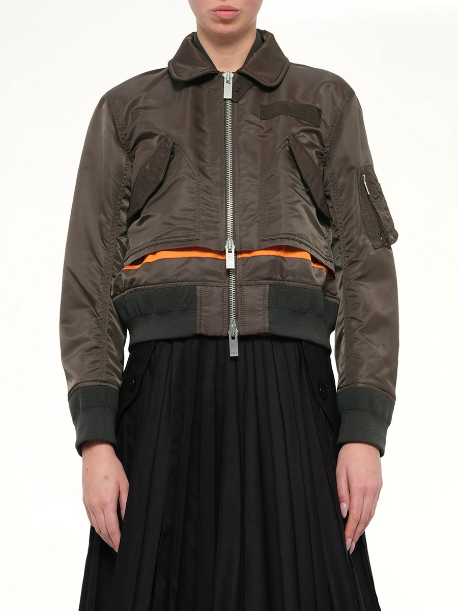 Nylon Twill Blouson in Dark Khaki