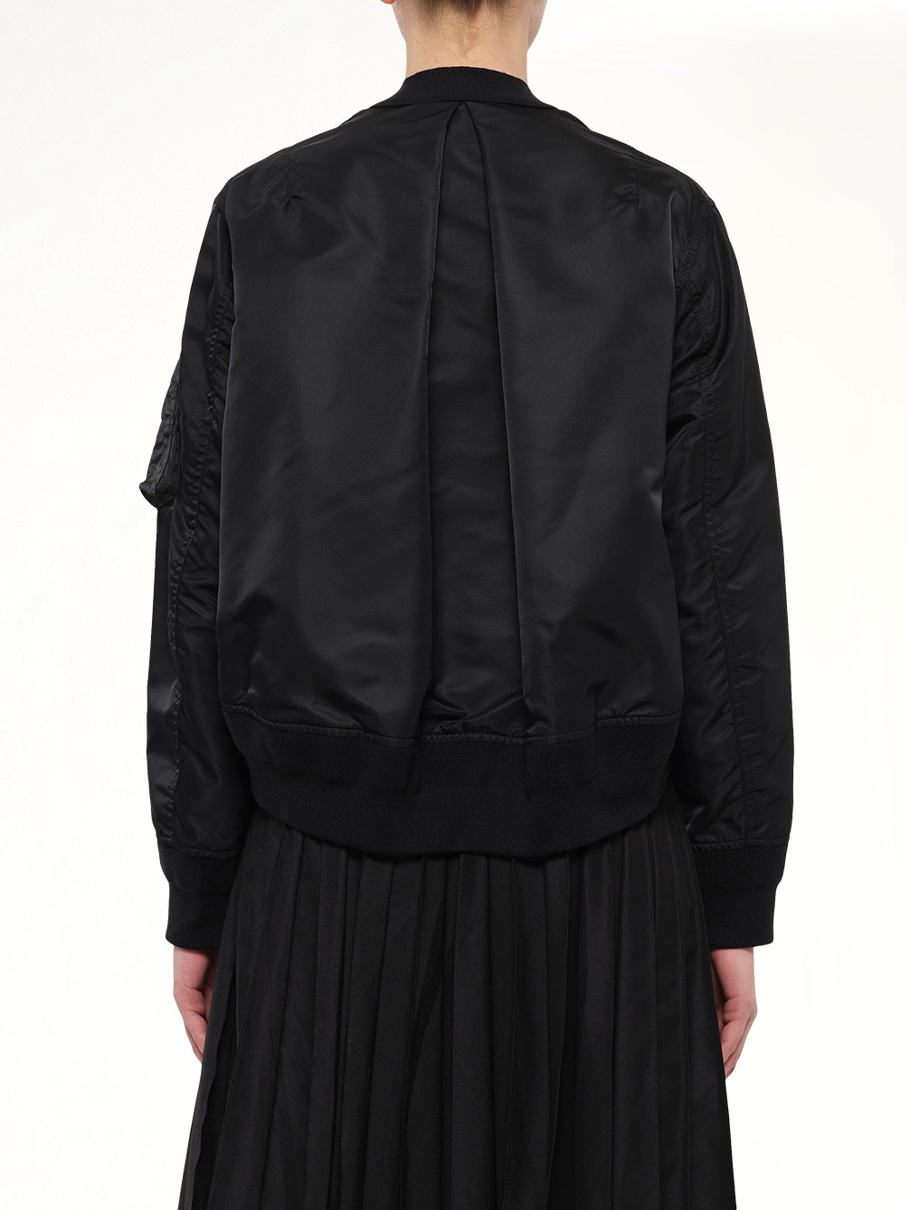 Nylon Twill x Cotton Knit Cardigan in Black