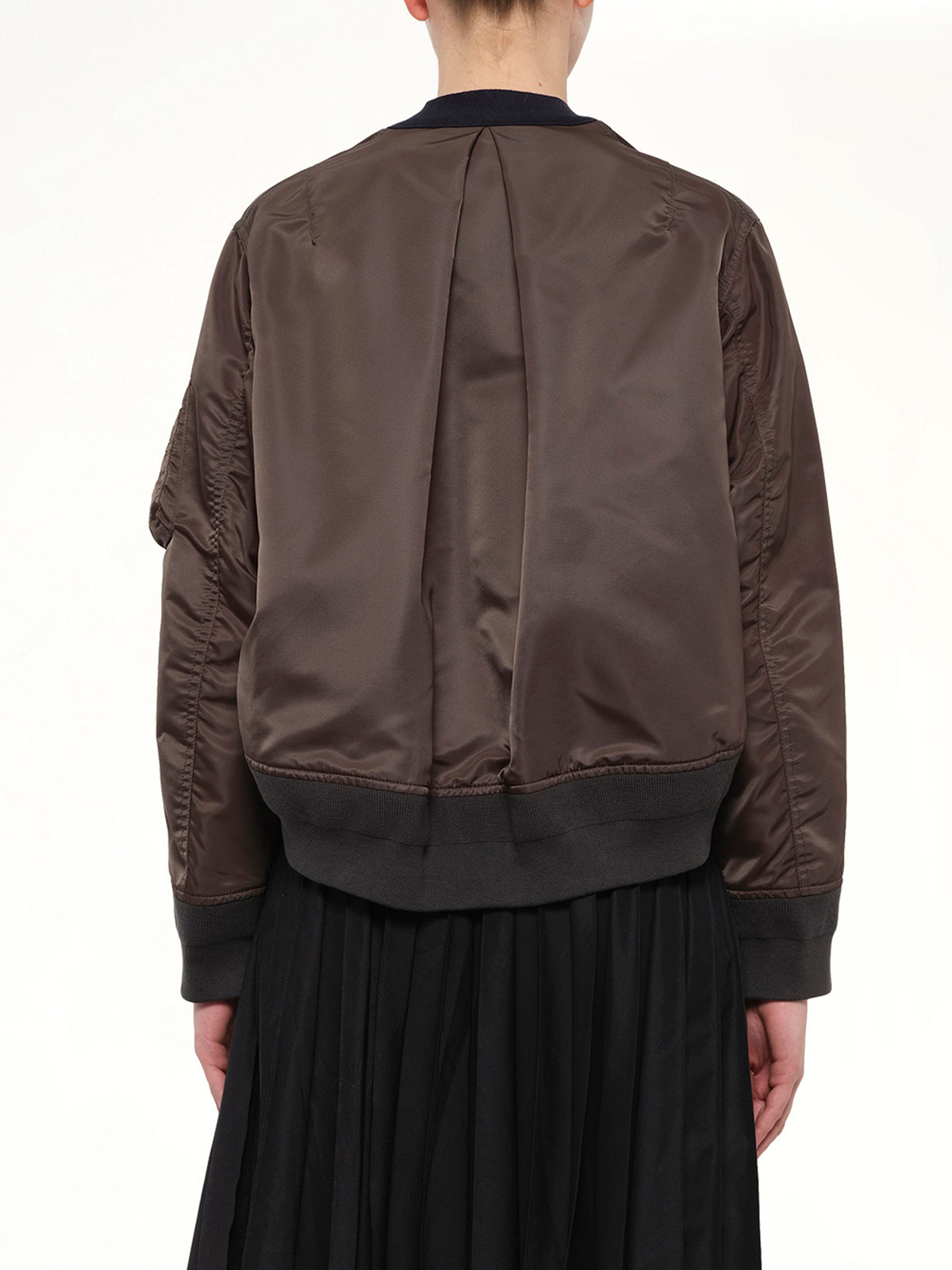 Nylon Twill x Cotton Knit Cardigan in Navy/Dark Khaki