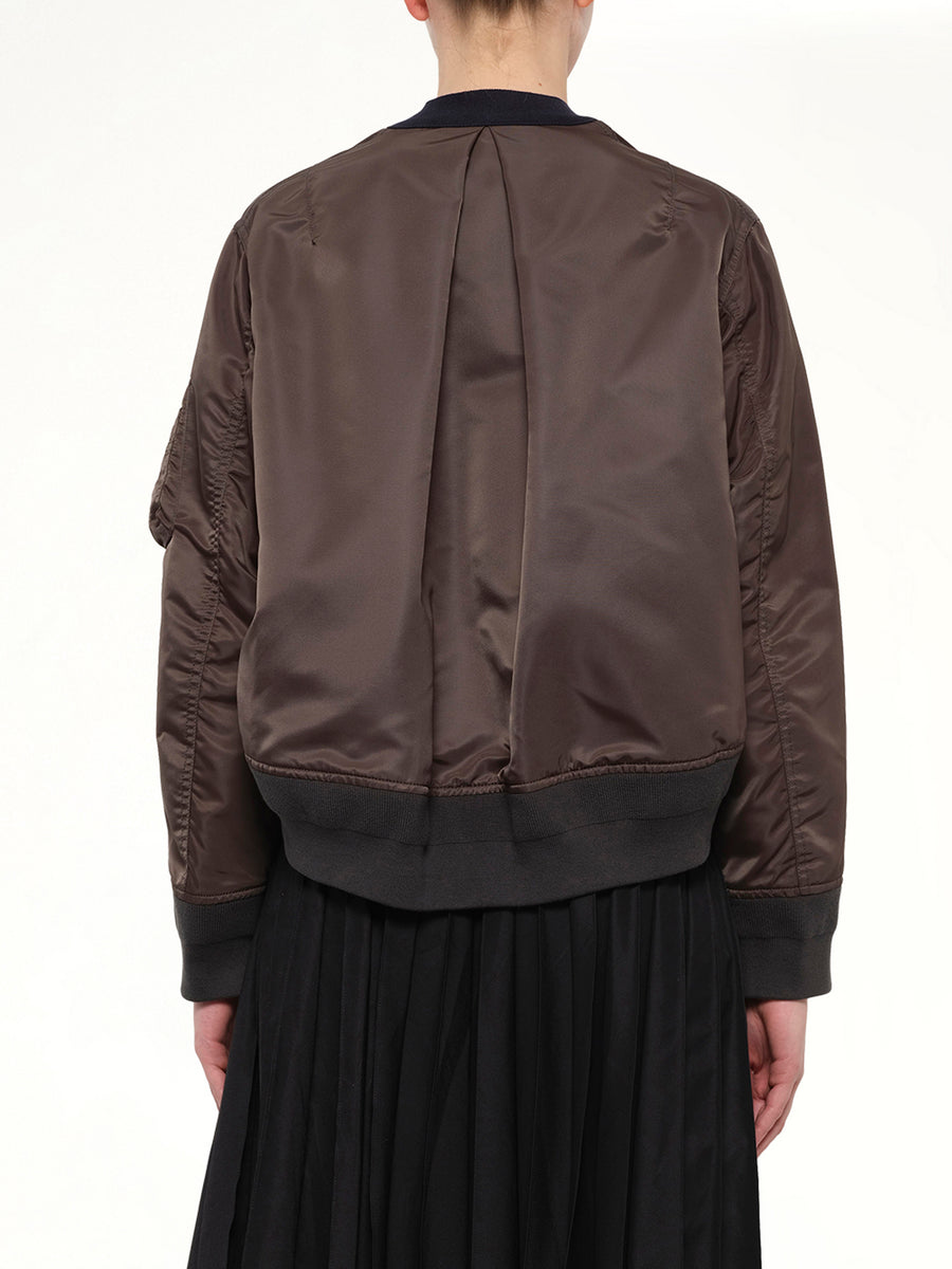 Nylon Twill x Cotton Knit Cardigan in Navy/Dark Khaki