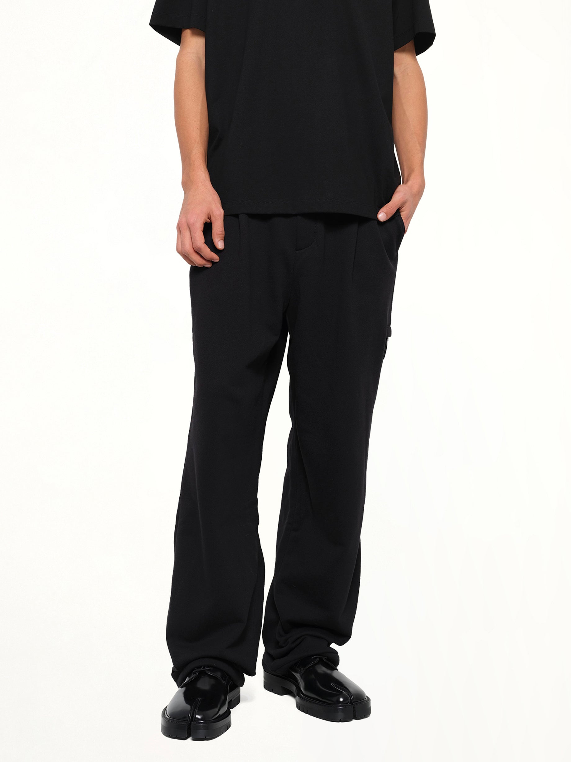 Pleated Sweatpants in Black