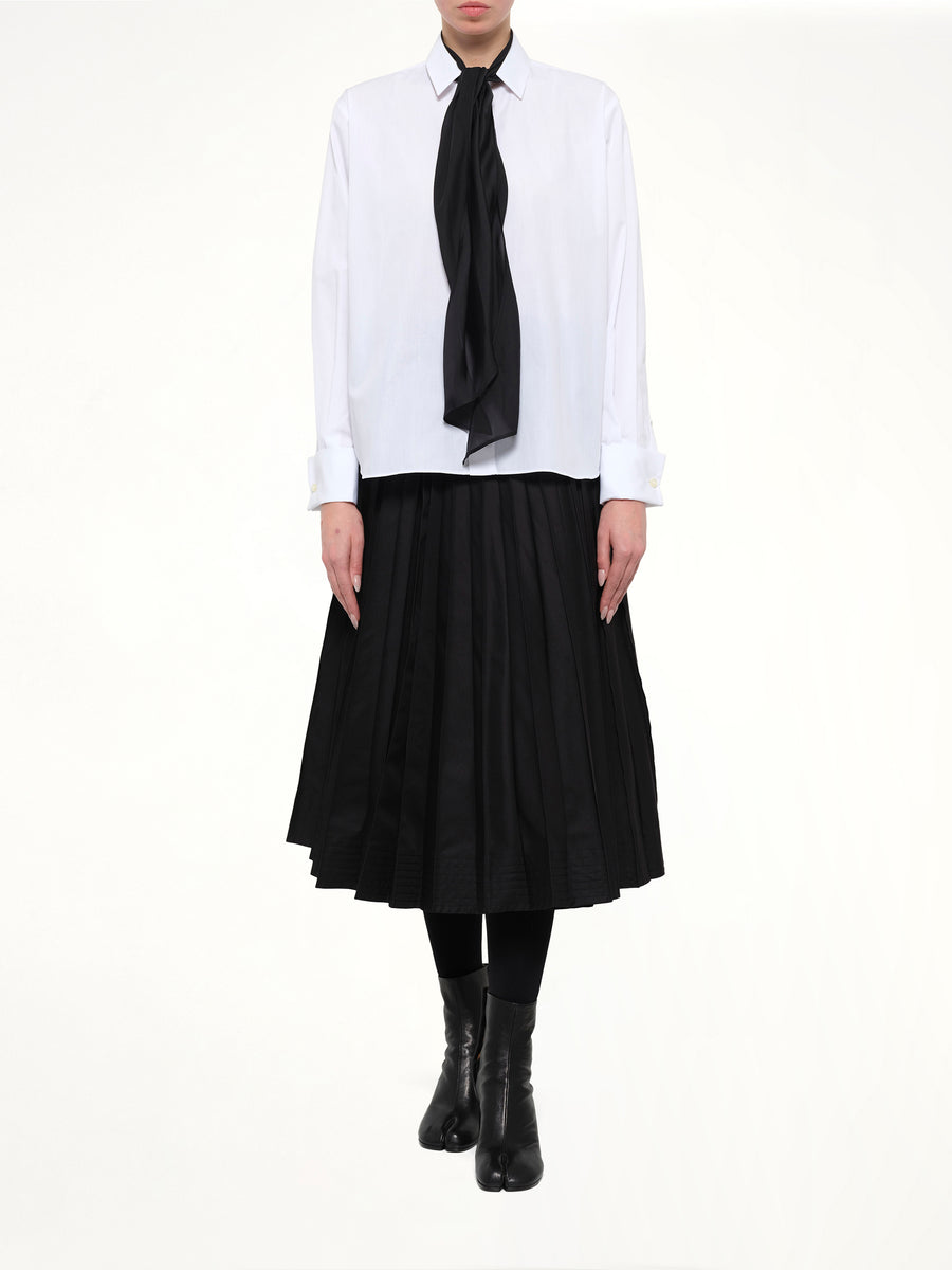 Poplin Shirt with Tie in Off White
