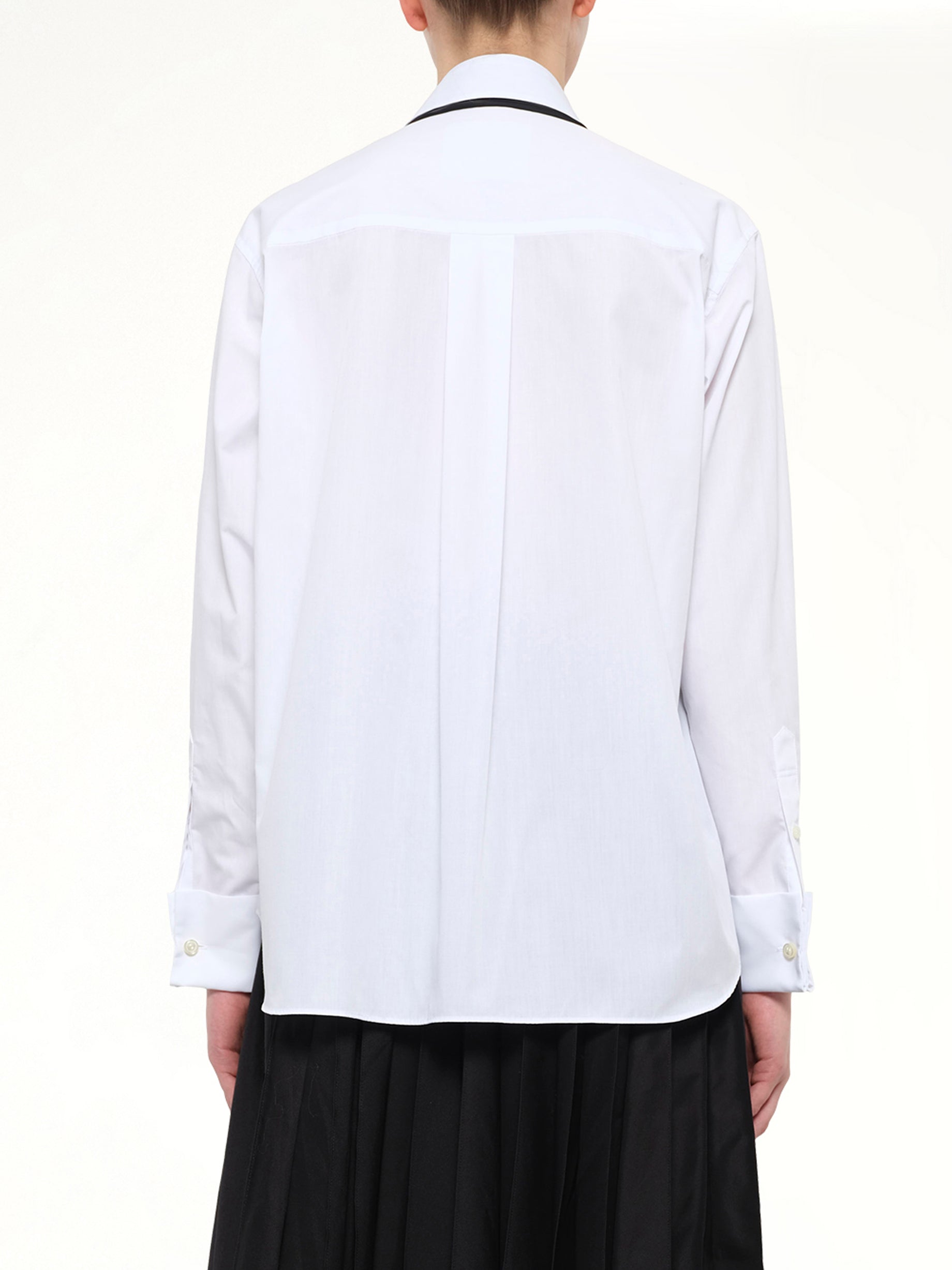 Poplin Shirt with Tie in Off White