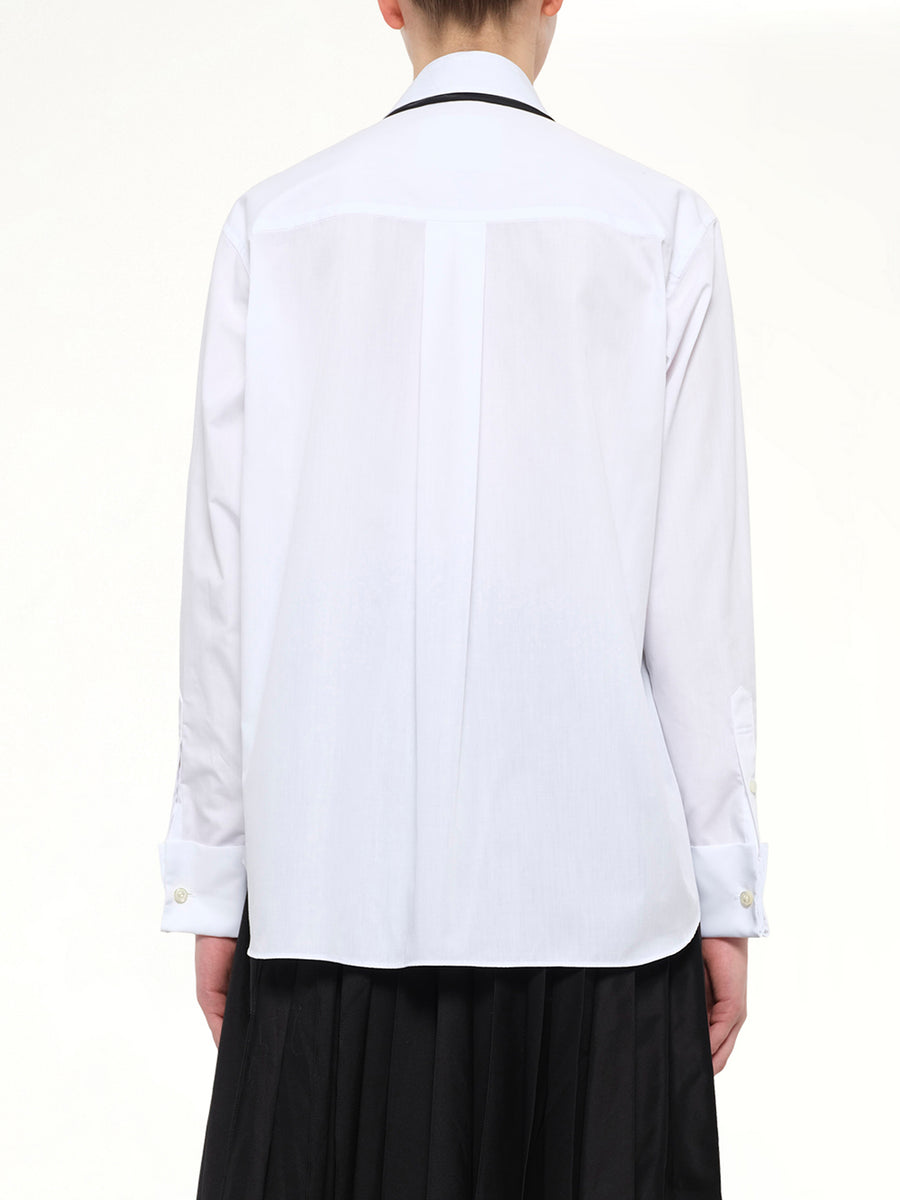 Poplin Shirt with Tie in Off White