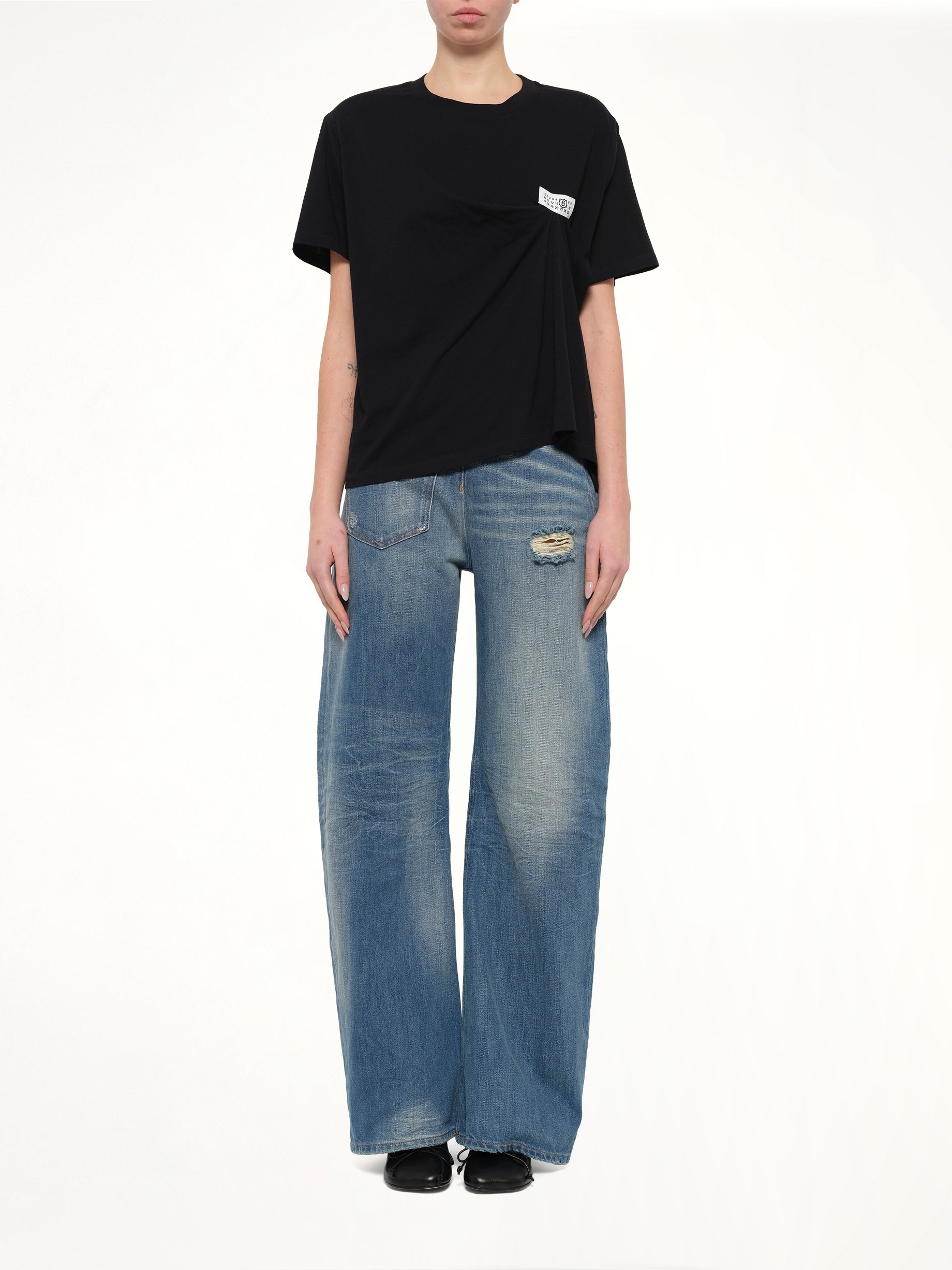 Short-Sleeved Top in Black