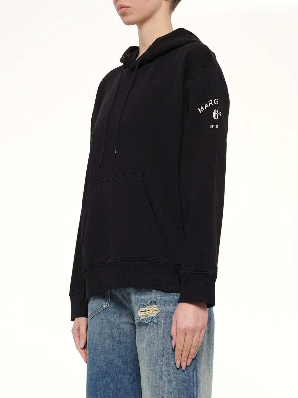 Sleeve Logo Hoodie in Black