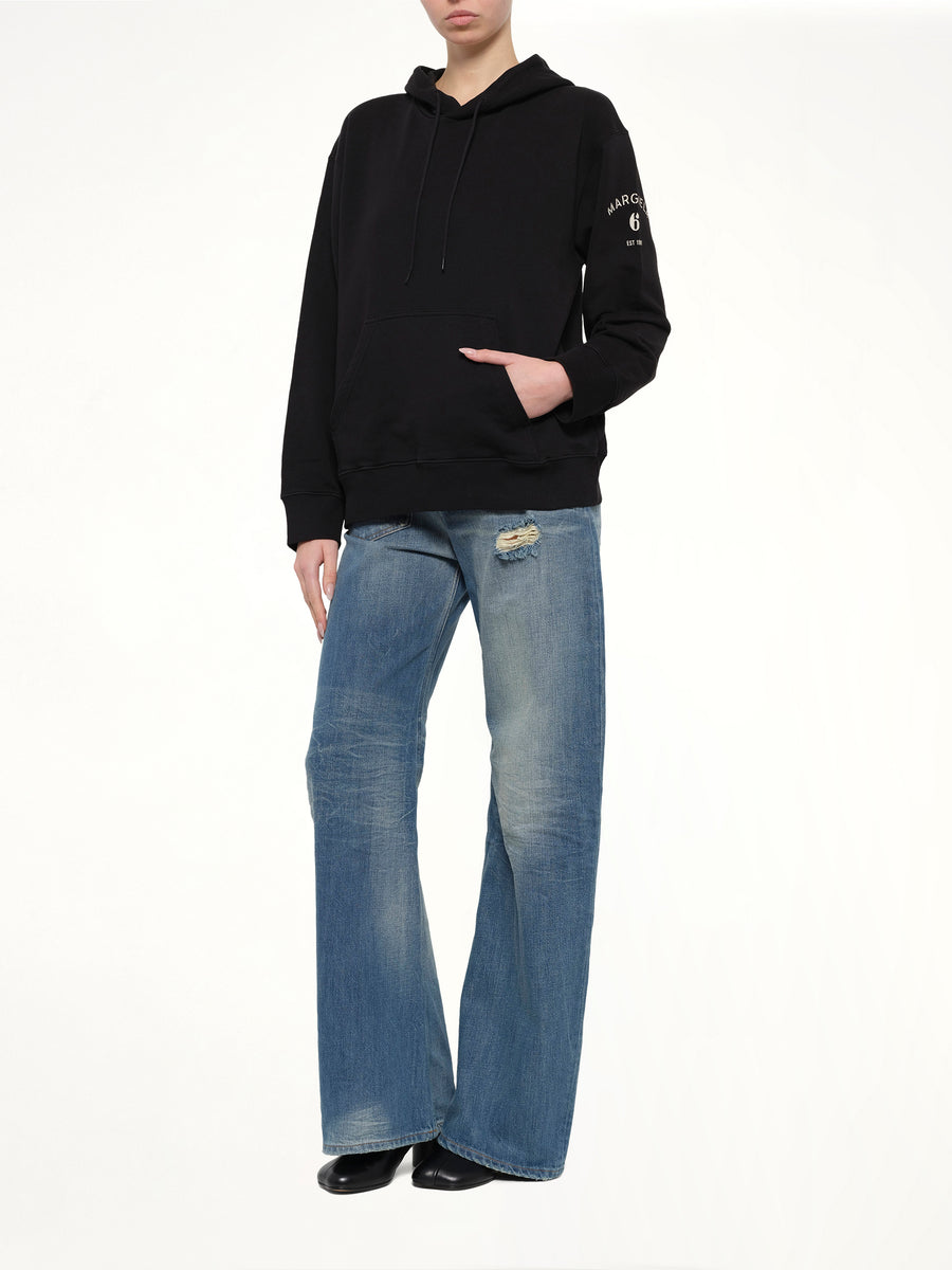 Sleeve Logo Hoodie in Black