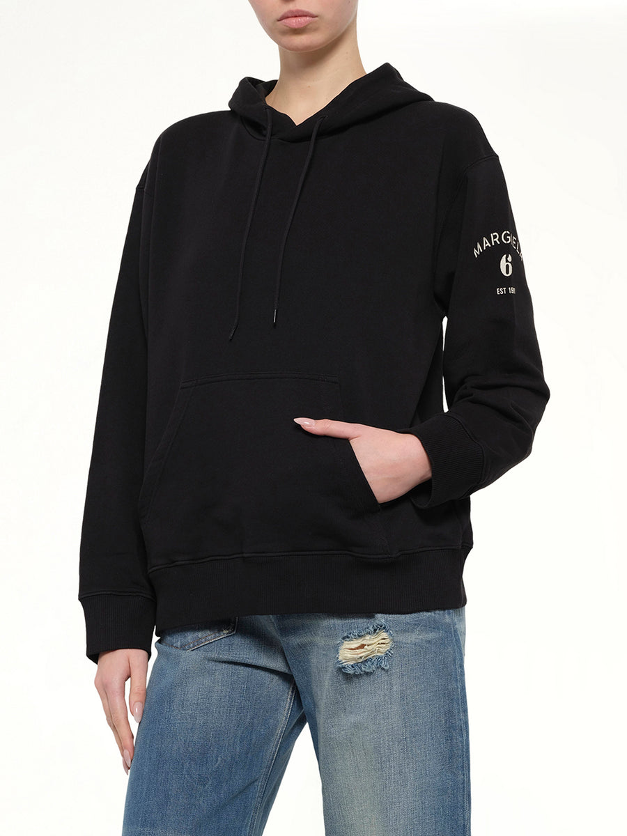 Sleeve Logo Hoodie in Black