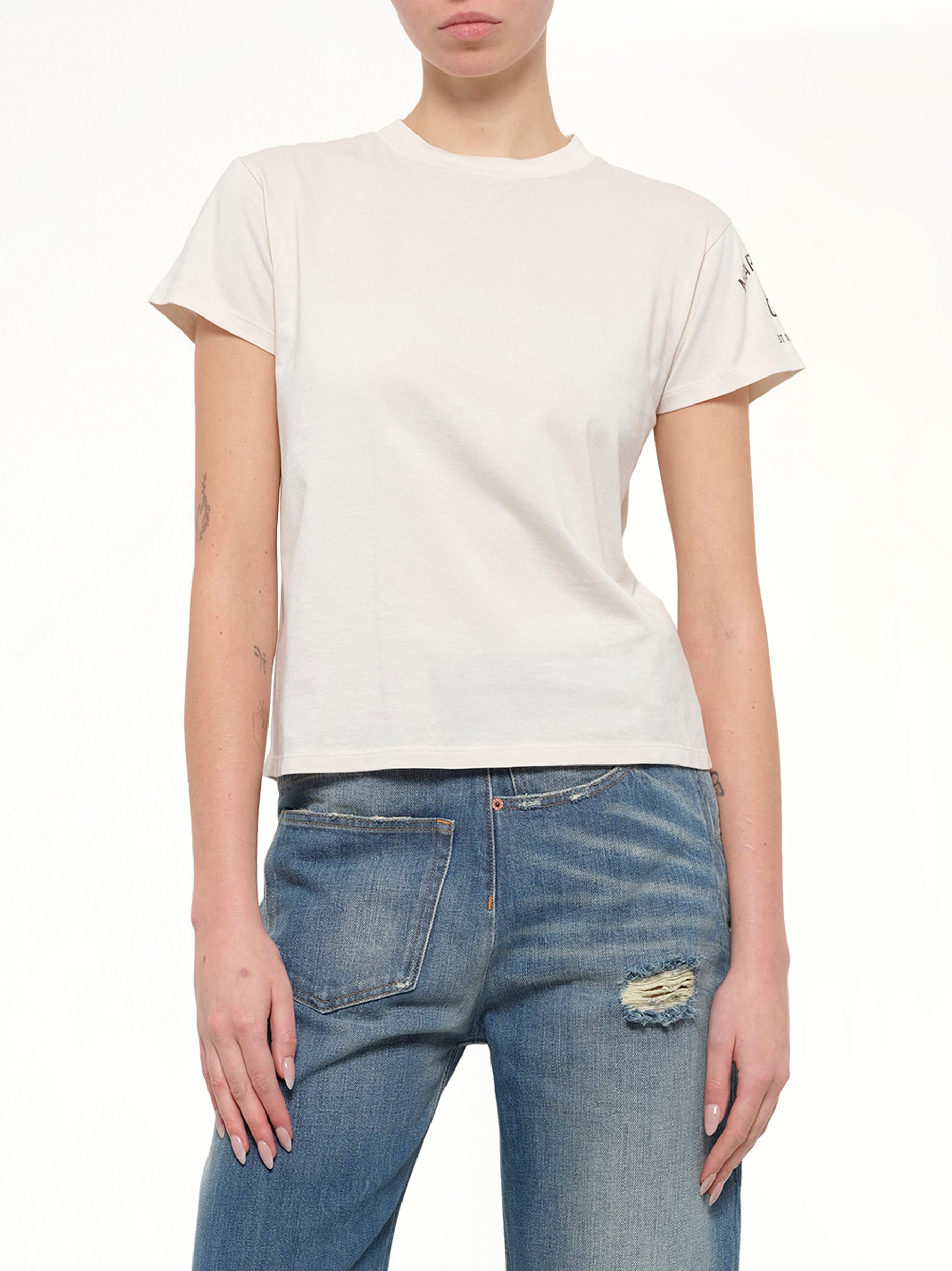 Sleeve Logo T-Shirt in Ecru