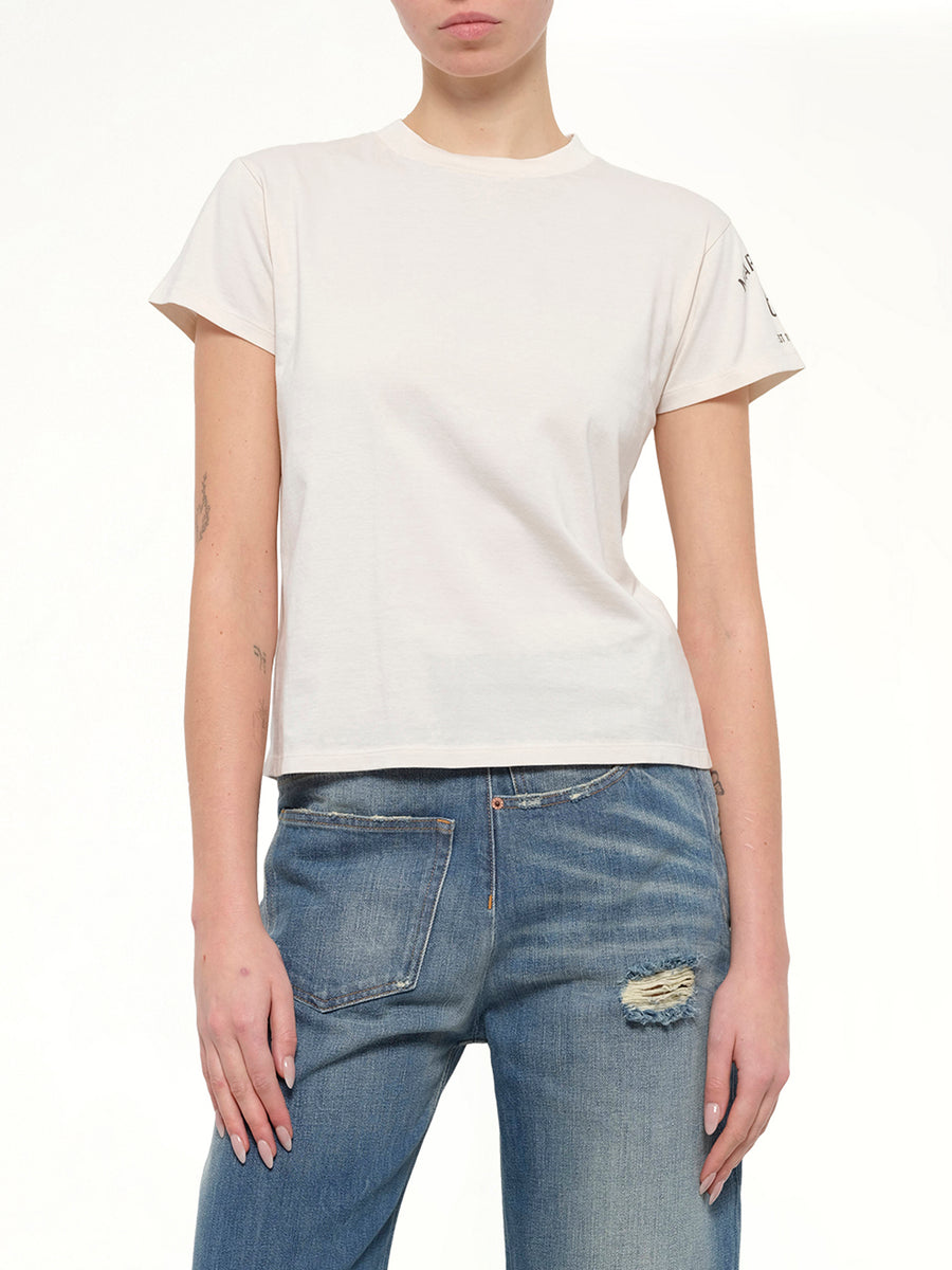 Sleeve Logo T-Shirt in Ecru