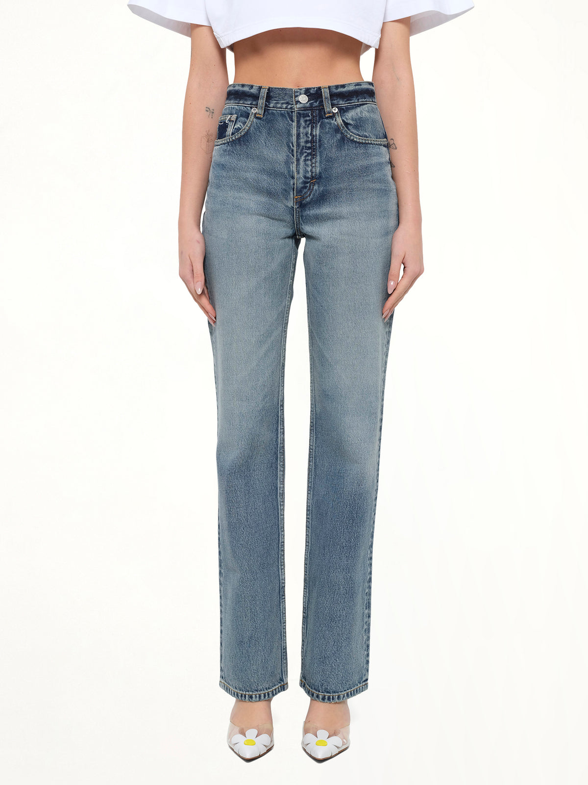 Straight Denim Pants in Dirty Wash
