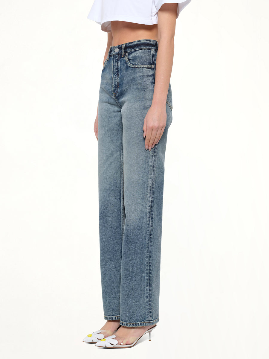 Straight Denim Pants in Dirty Wash
