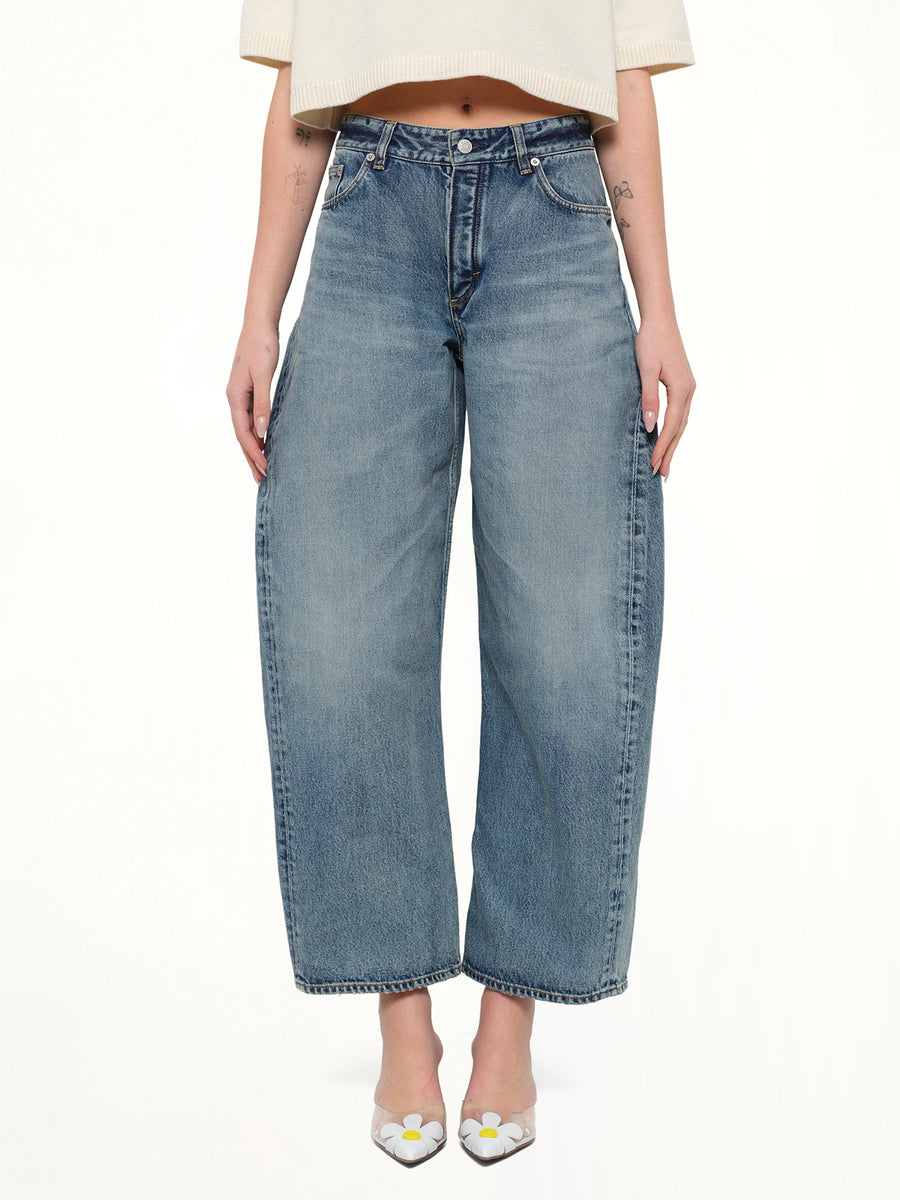 Vintage Blue Denim Rodeo Pants in Dirty Wash