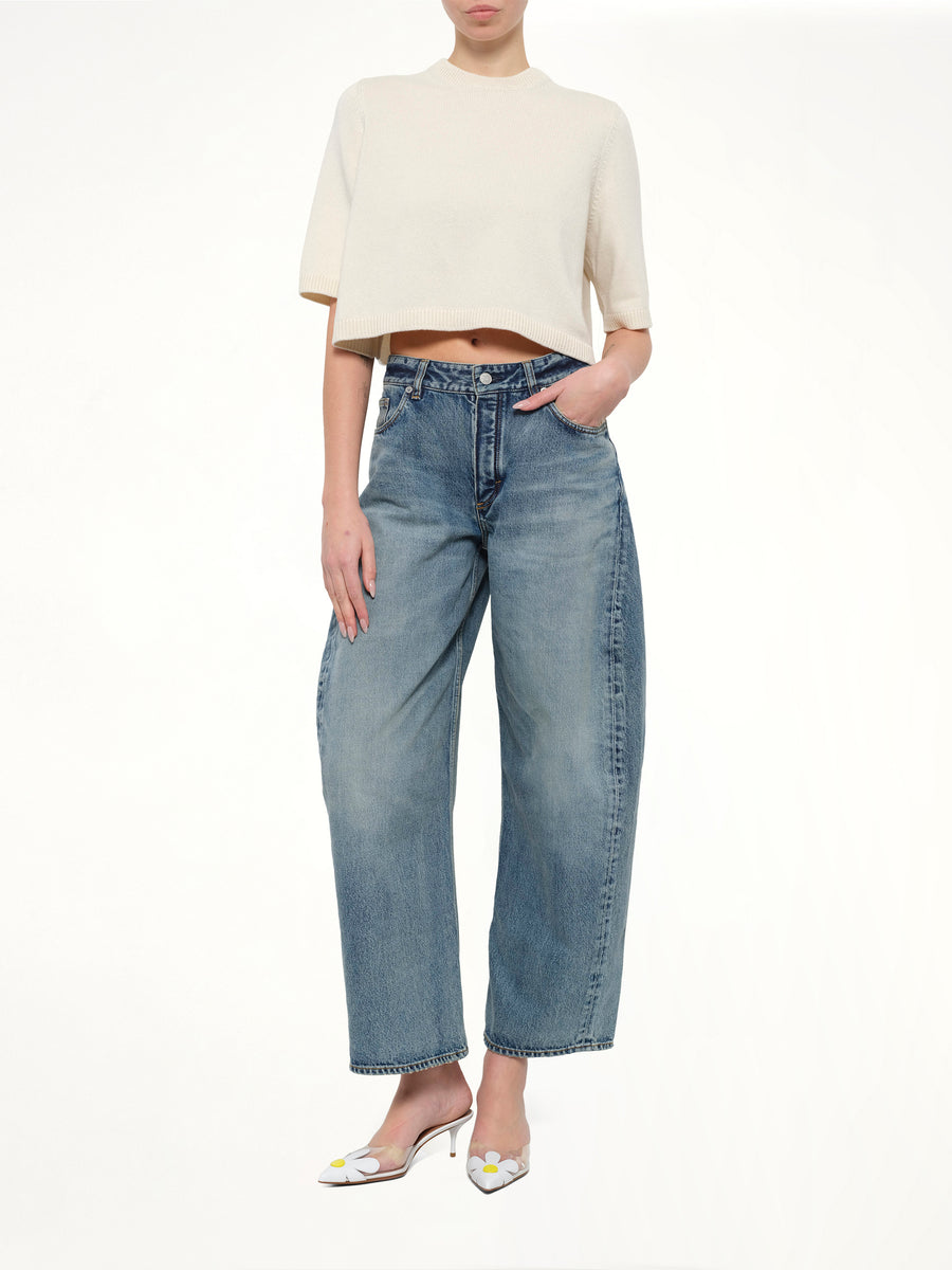 Vintage Blue Denim Rodeo Pants in Dirty Wash