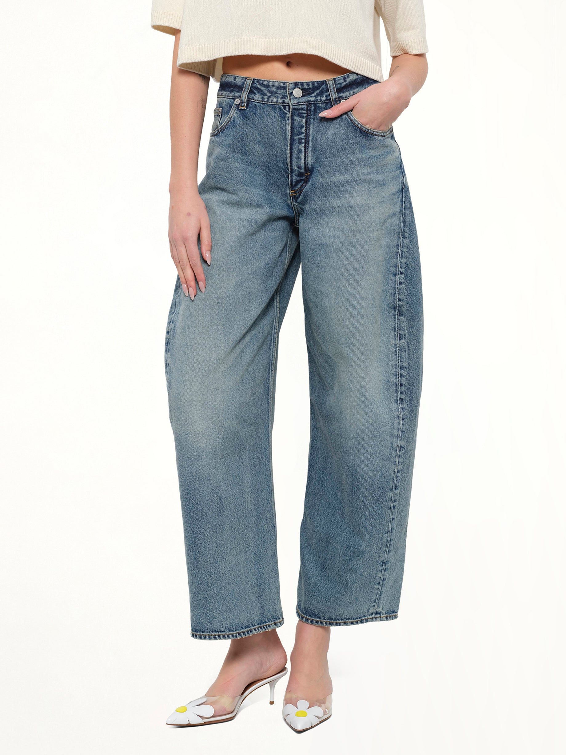Vintage Blue Denim Rodeo Pants in Dirty Wash